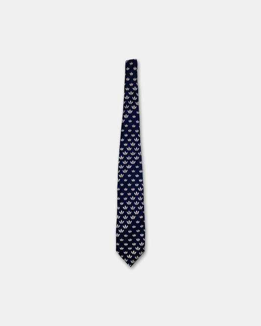 Adidas 1980s Salesman Trefoil Logo Monogram Tie Navy