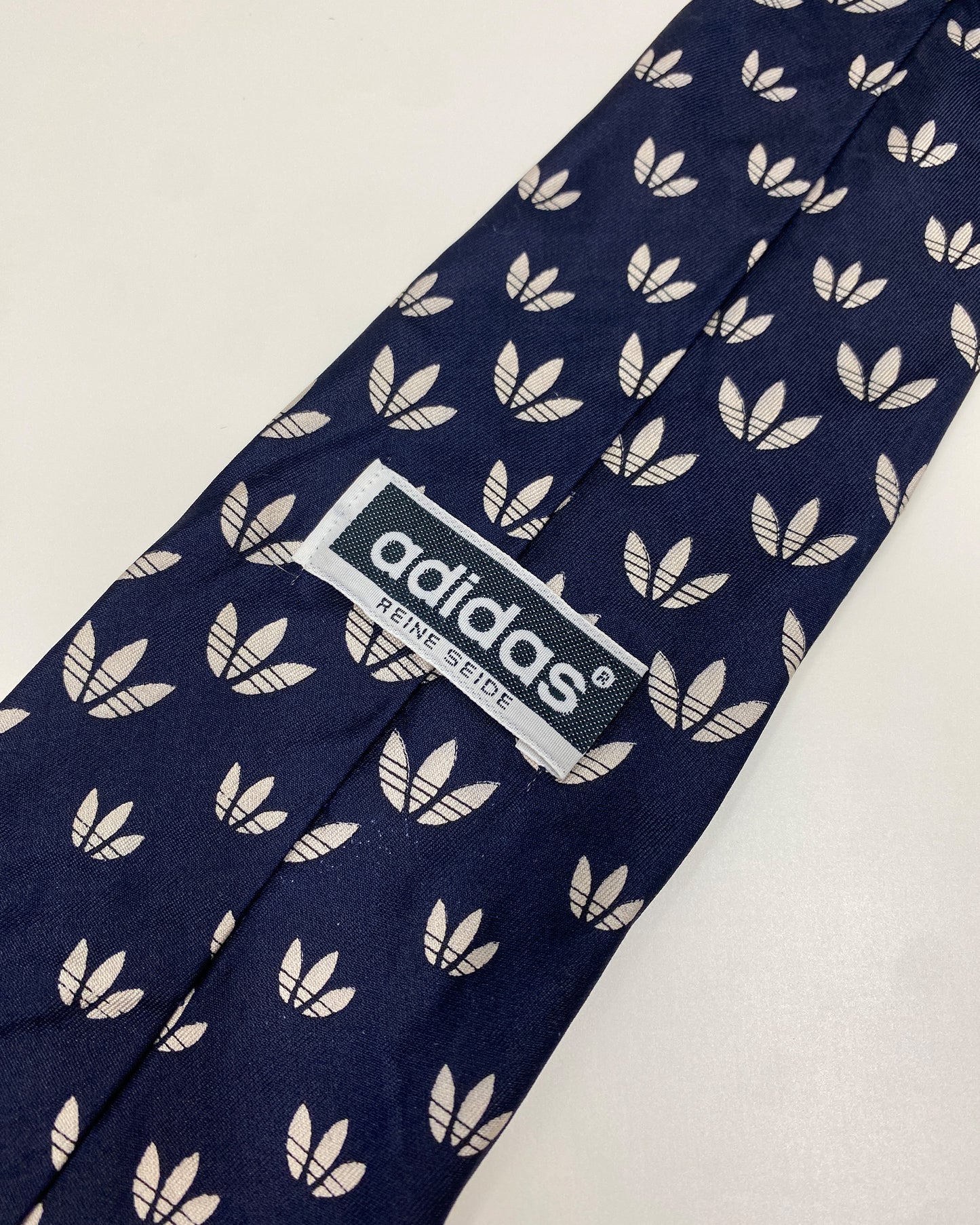 Adidas 1980s Salesman Trefoil Logo Monogram Tie Navy