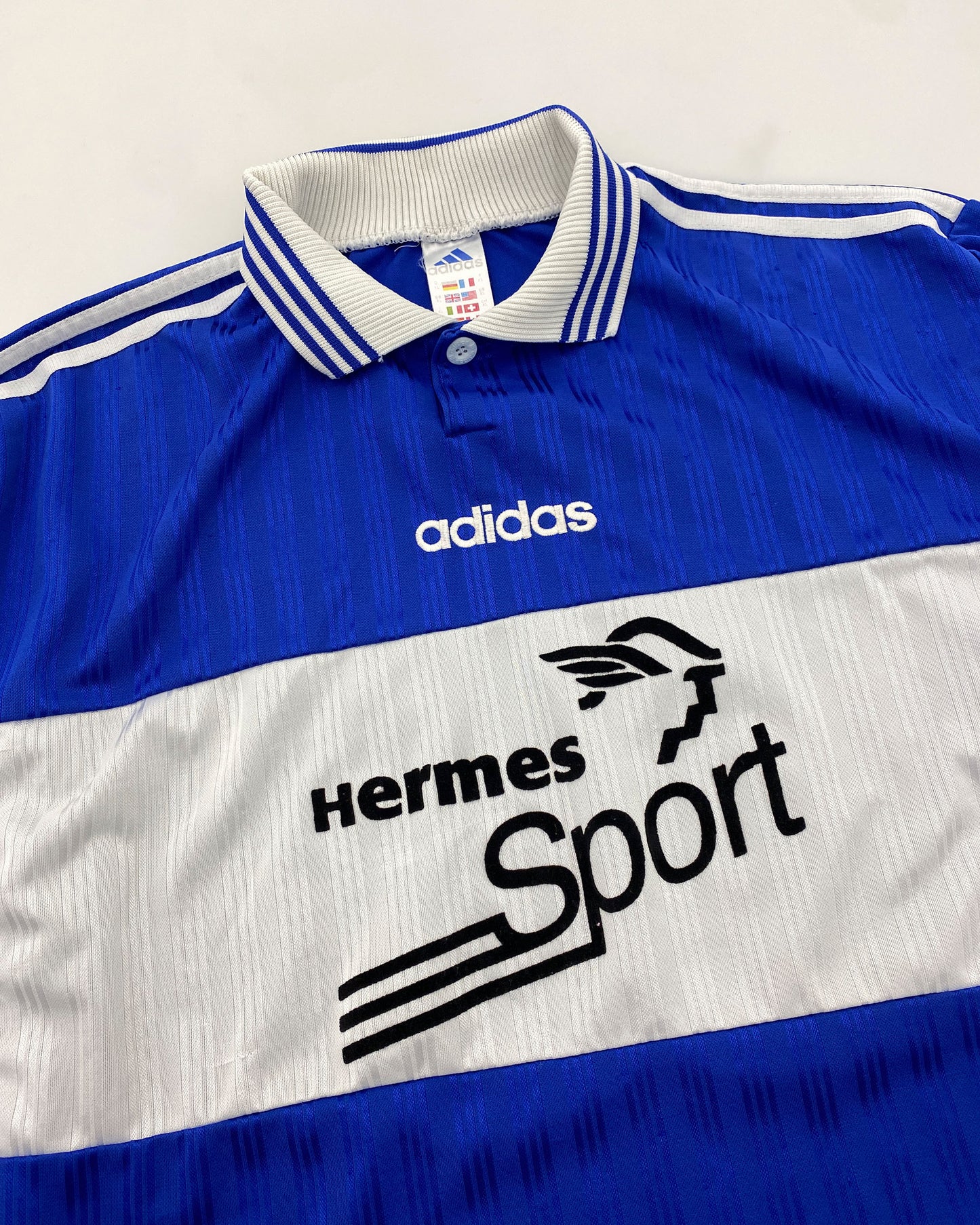 Adidas 1980er Hermes Sport Langarm Jersey T-Shirt Blau 