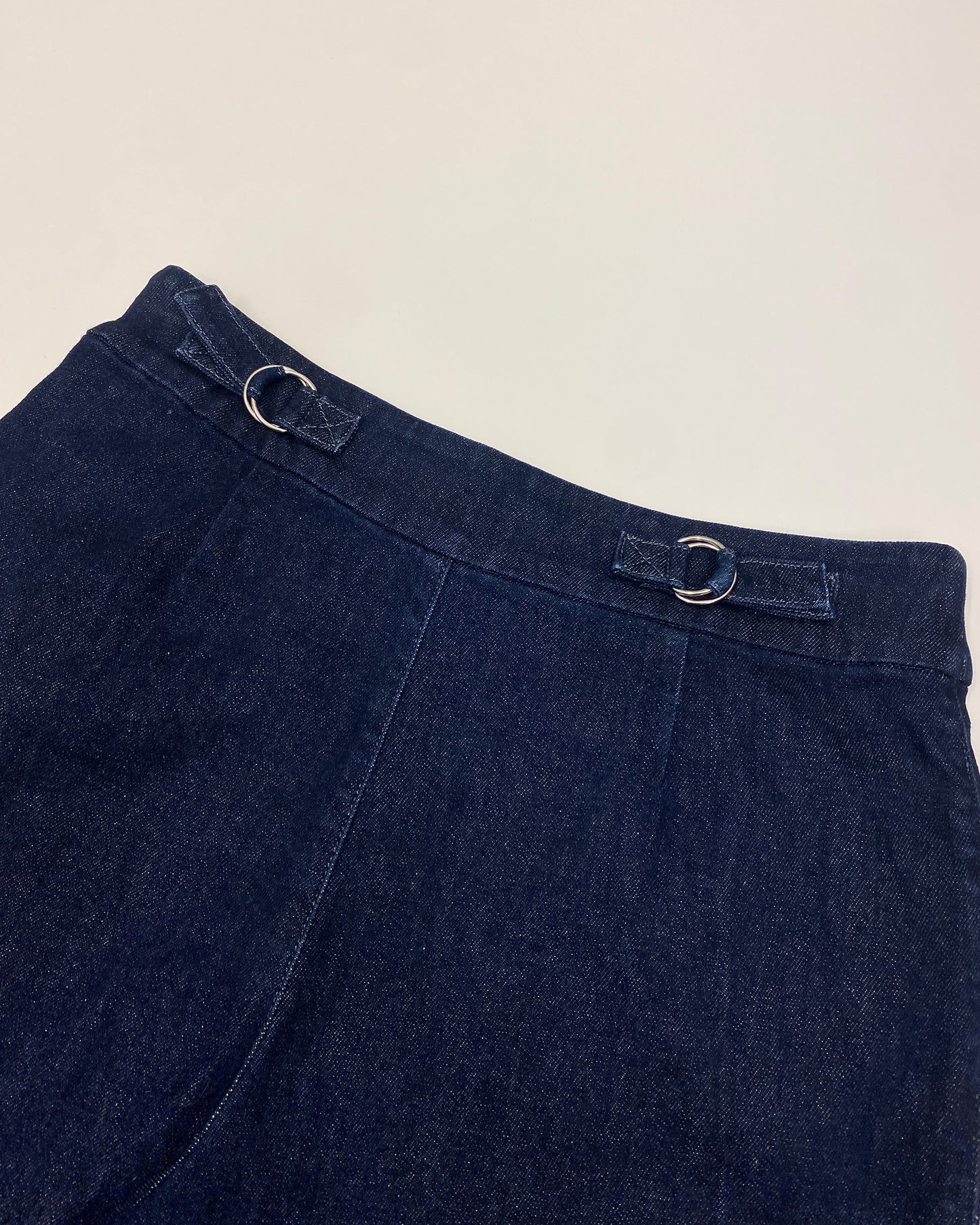 Agnès B. 2010s High Waist Wide Leg Capri Denim Pants Dark Blue