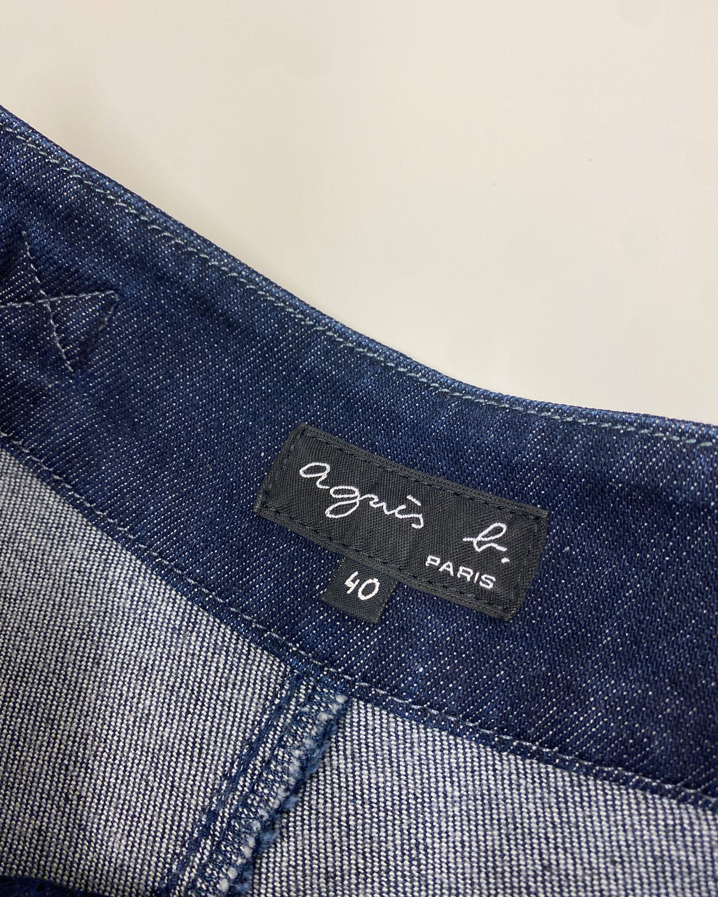 Agnès B. 2010s High Waist Wide Leg Capri Denim Pants Dark Blue
