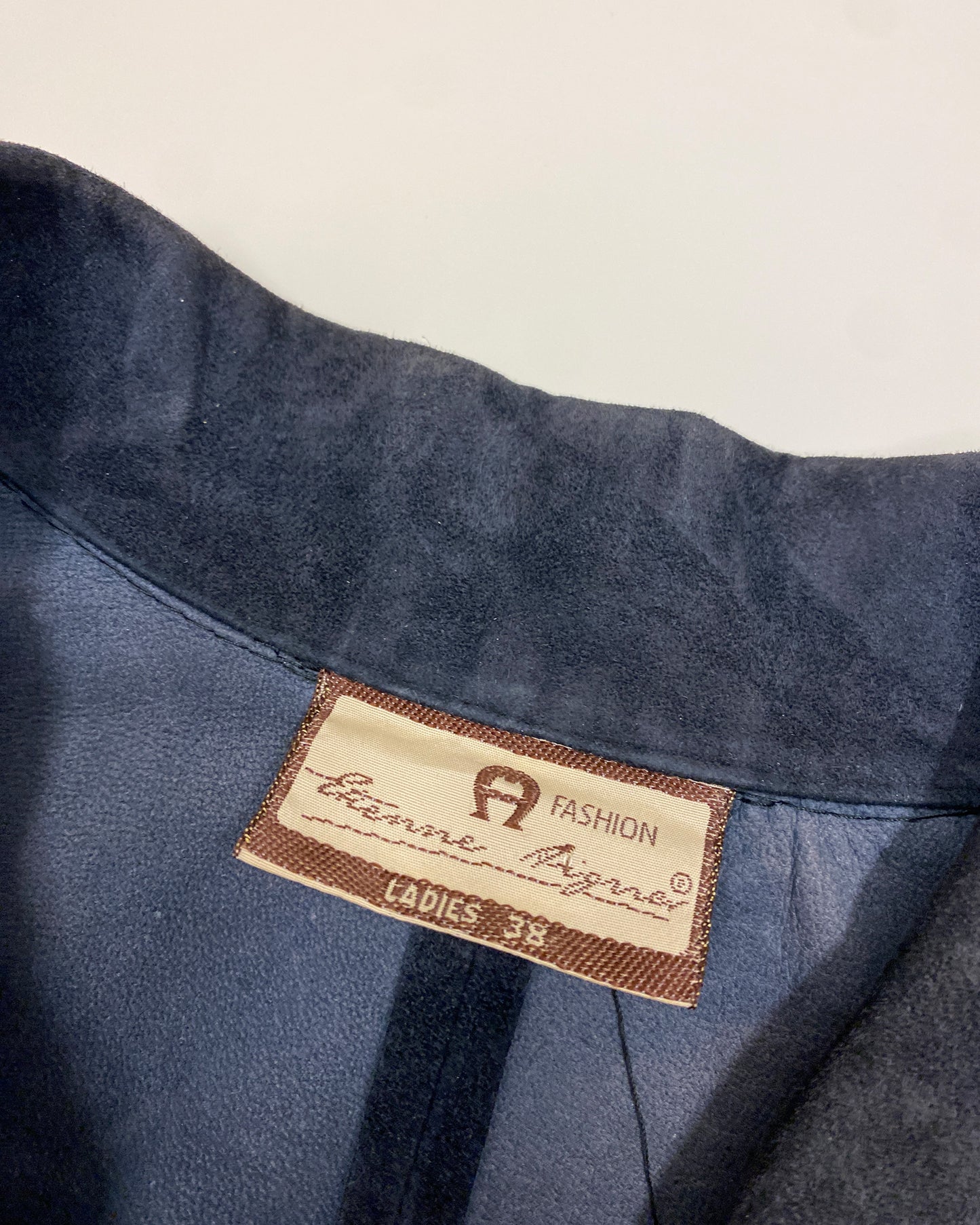 Etienne Aigner 1970s Three Tone Suede Leatherjacket Beige Navy