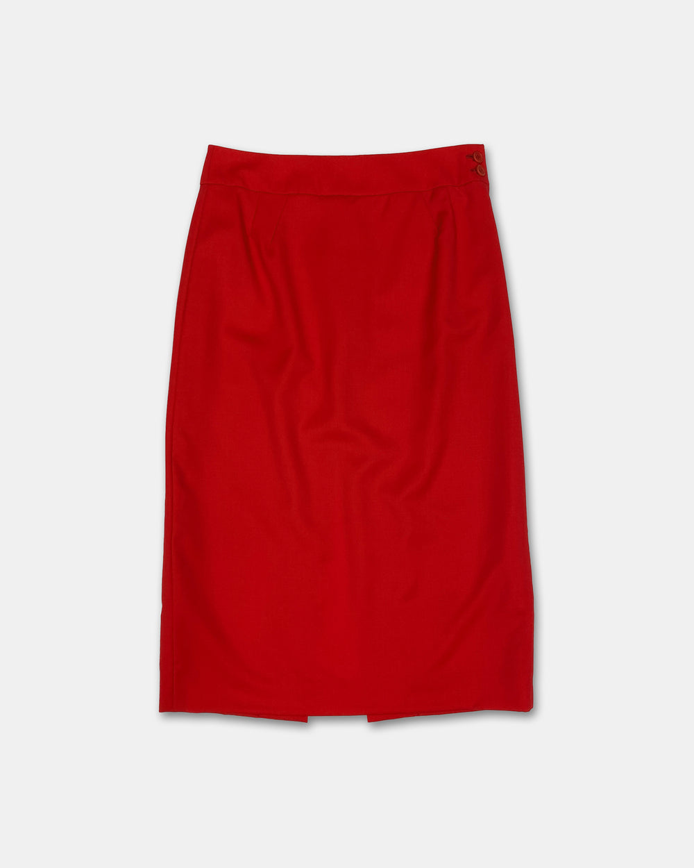 Alexander McQueen 1990s Pencil Midi Wool Skirt Red
