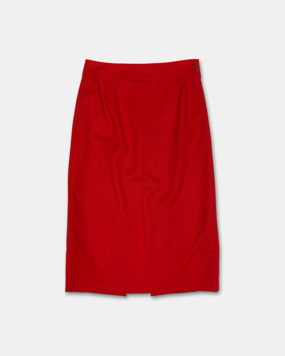 Alexander McQueen 1990s Pencil Midi Wool Skirt Red