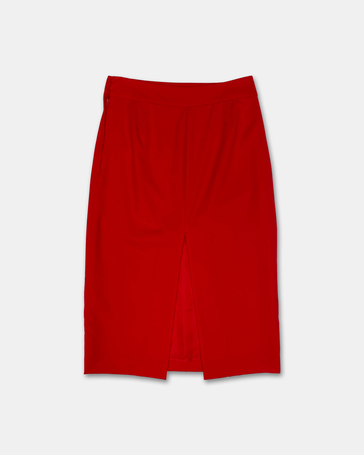 Alexander McQueen 1990s Pencil Midi Wool Skirt Red