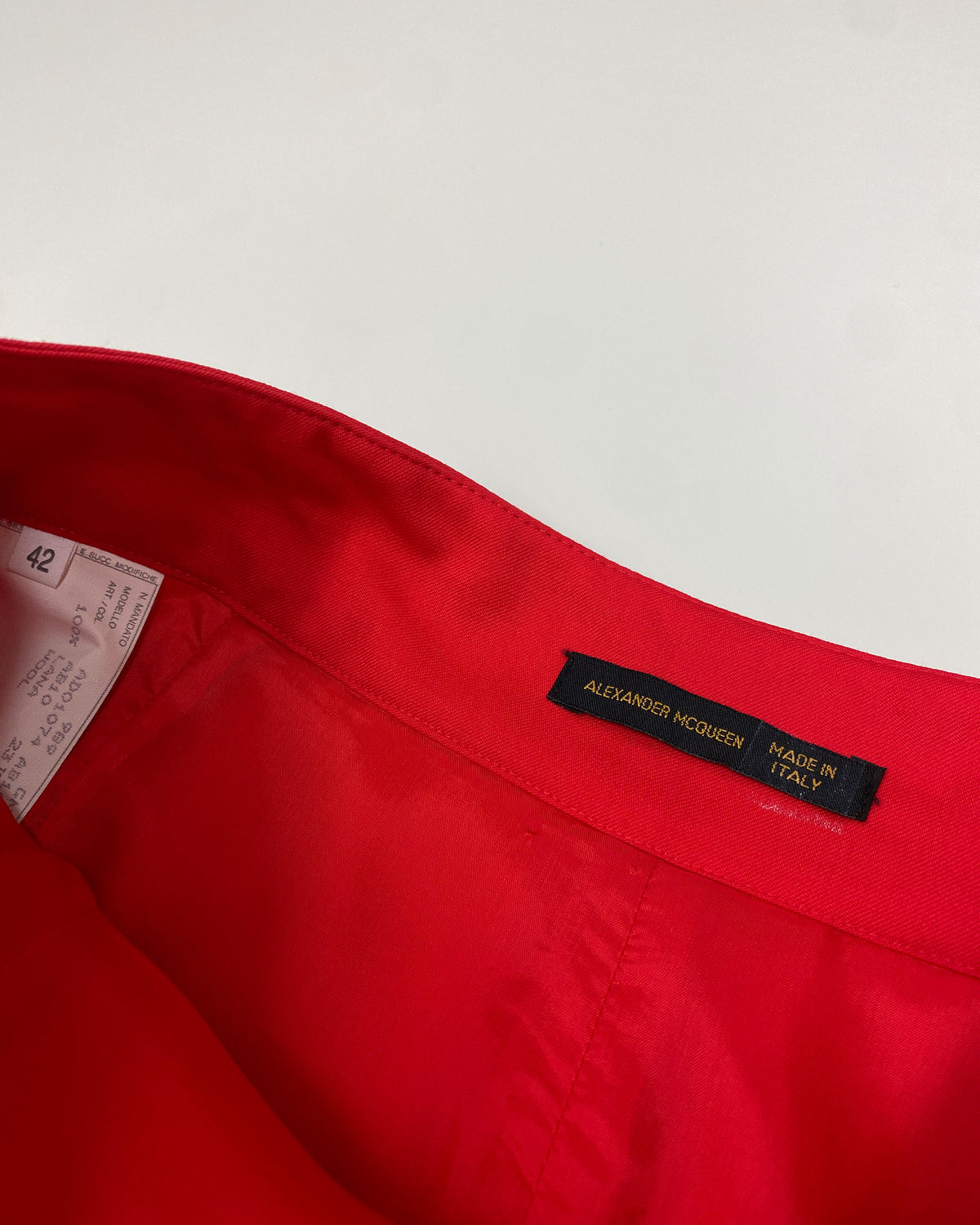 Alexander McQueen 1990s Pencil Midi Wool Skirt Red