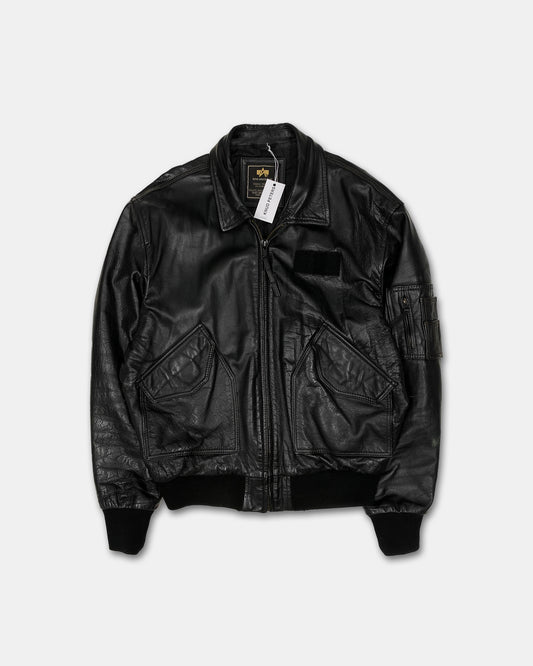 Alpha Industries 2000s CWU 45 P Bomber Leather Jacket Black