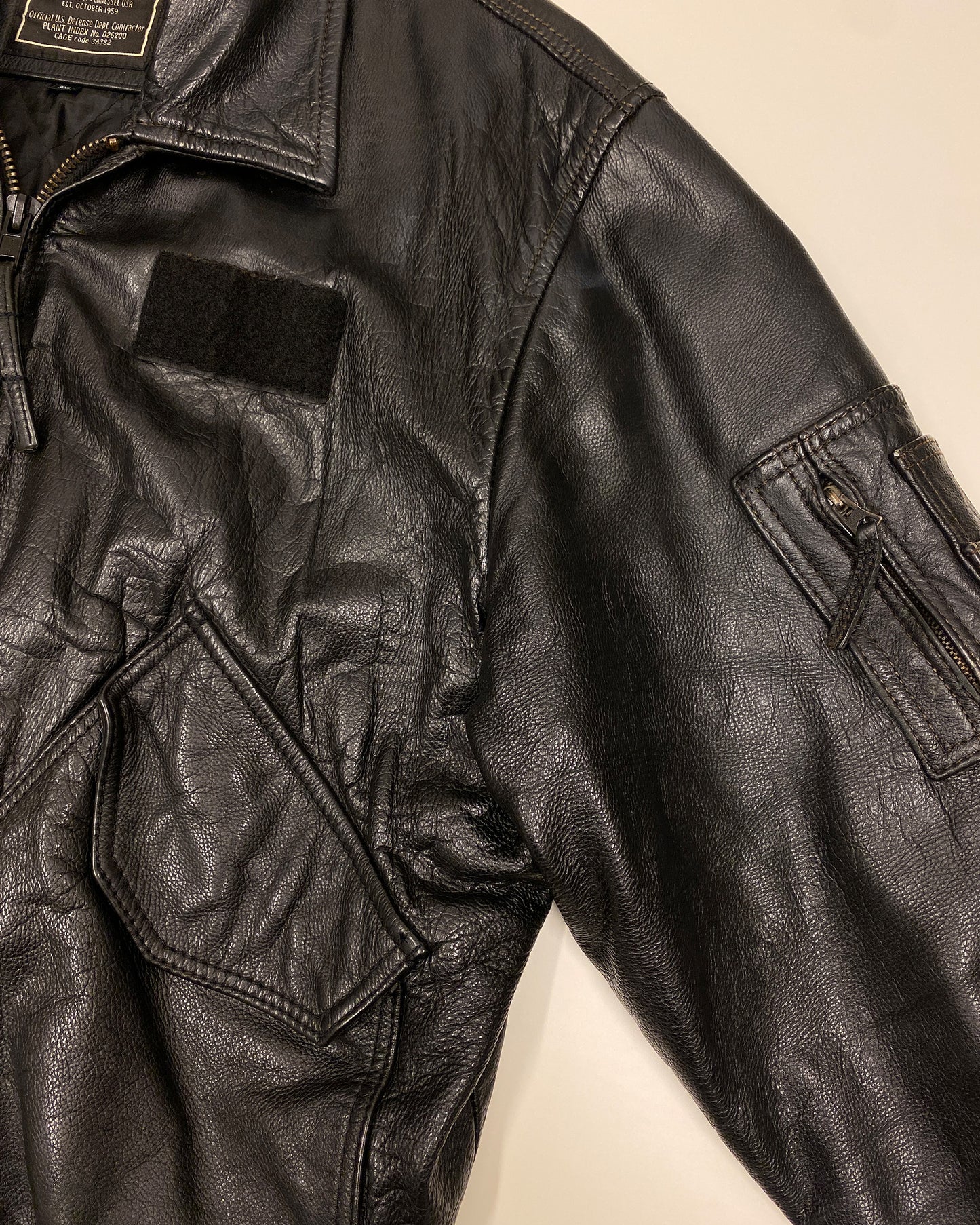Alpha Industries 2000s CWU 45 P Bomber Leather Jacket Black