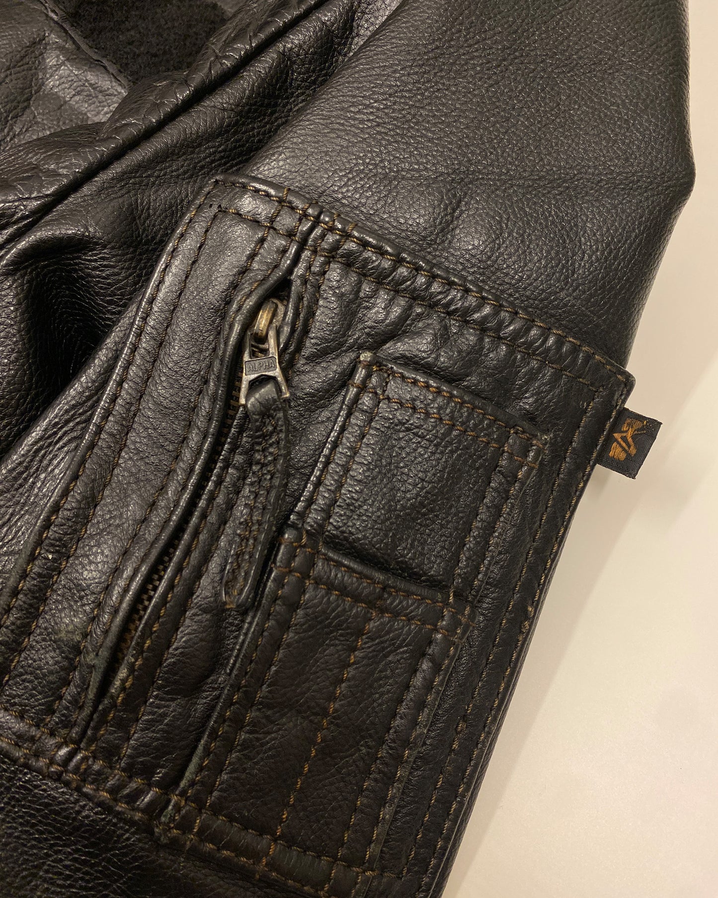 Alpha Industries 2000s CWU 45 P Bomber Leather Jacket Black