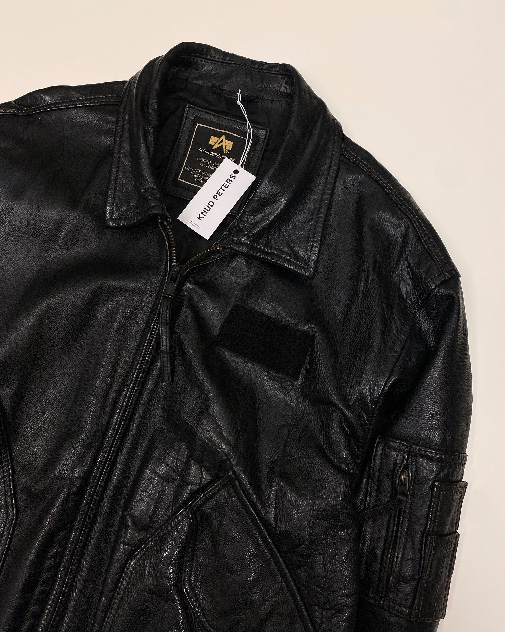 Alpha Industries 2000s CWU 45 P Bomber Leather Jacket Black – Knud