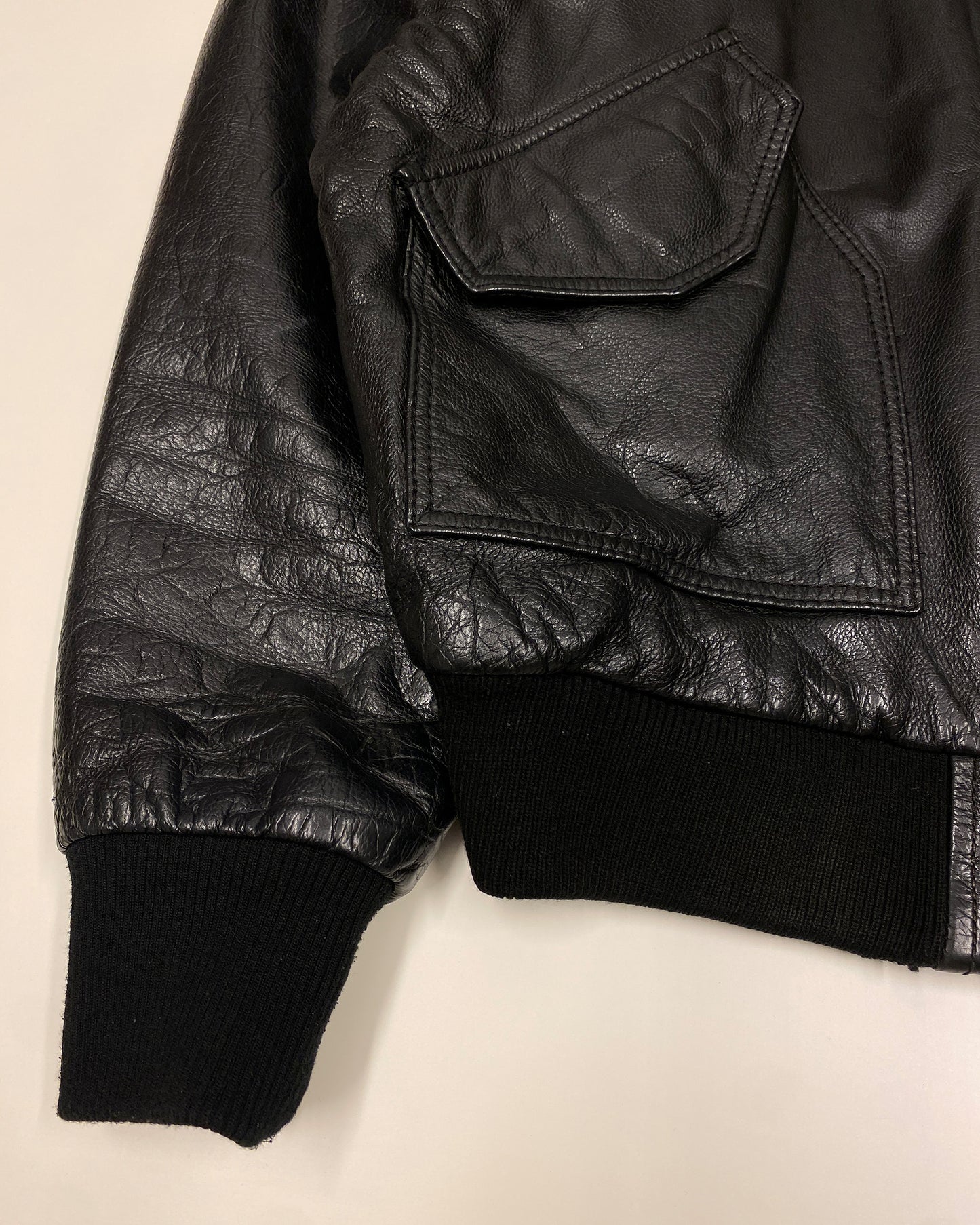 Alpha Industries 2000s CWU 45 P Bomber Leather Jacket Black