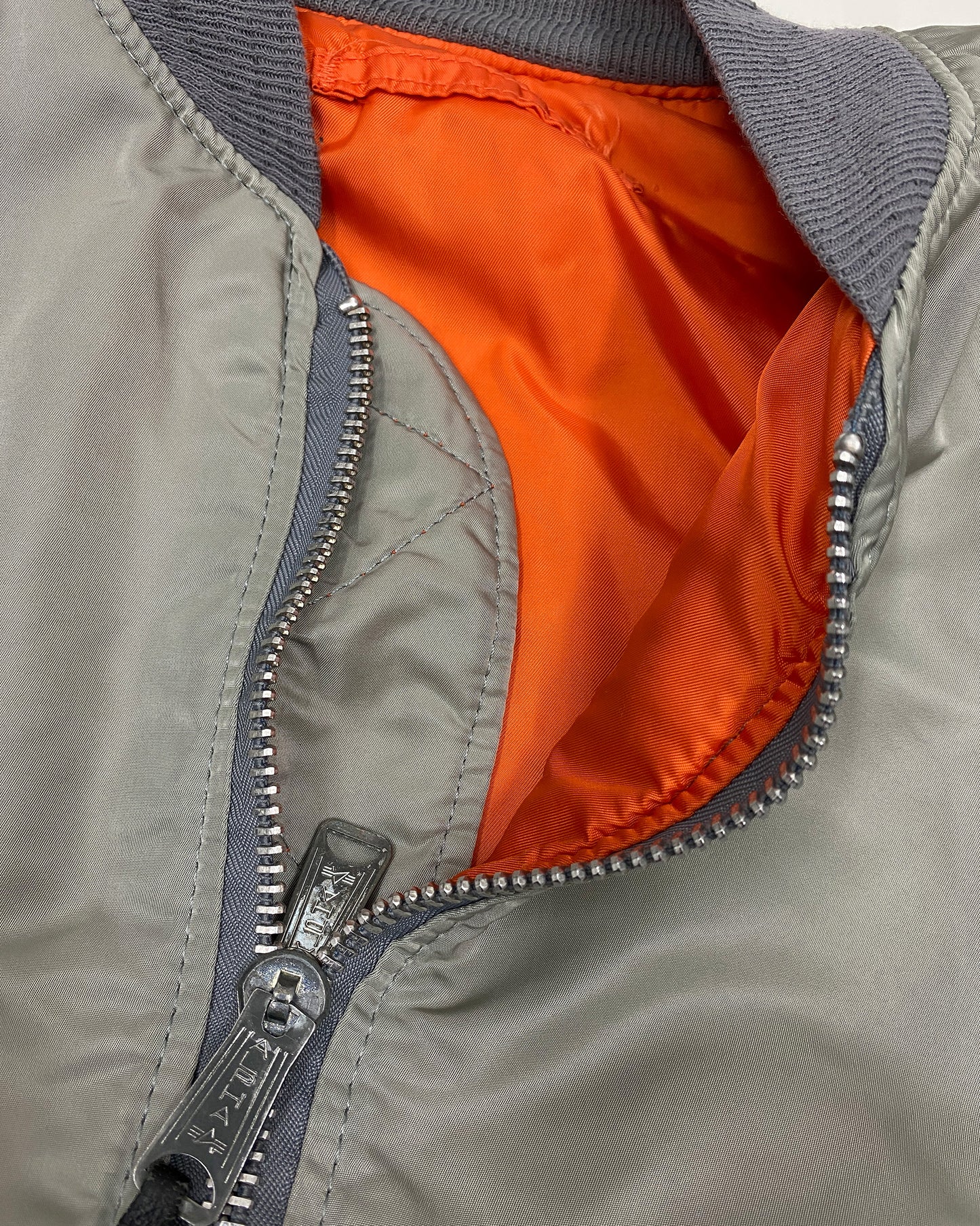 Alpha Industries 1990s Made in USA MA-1 Bomber Jacket Silver Grey
