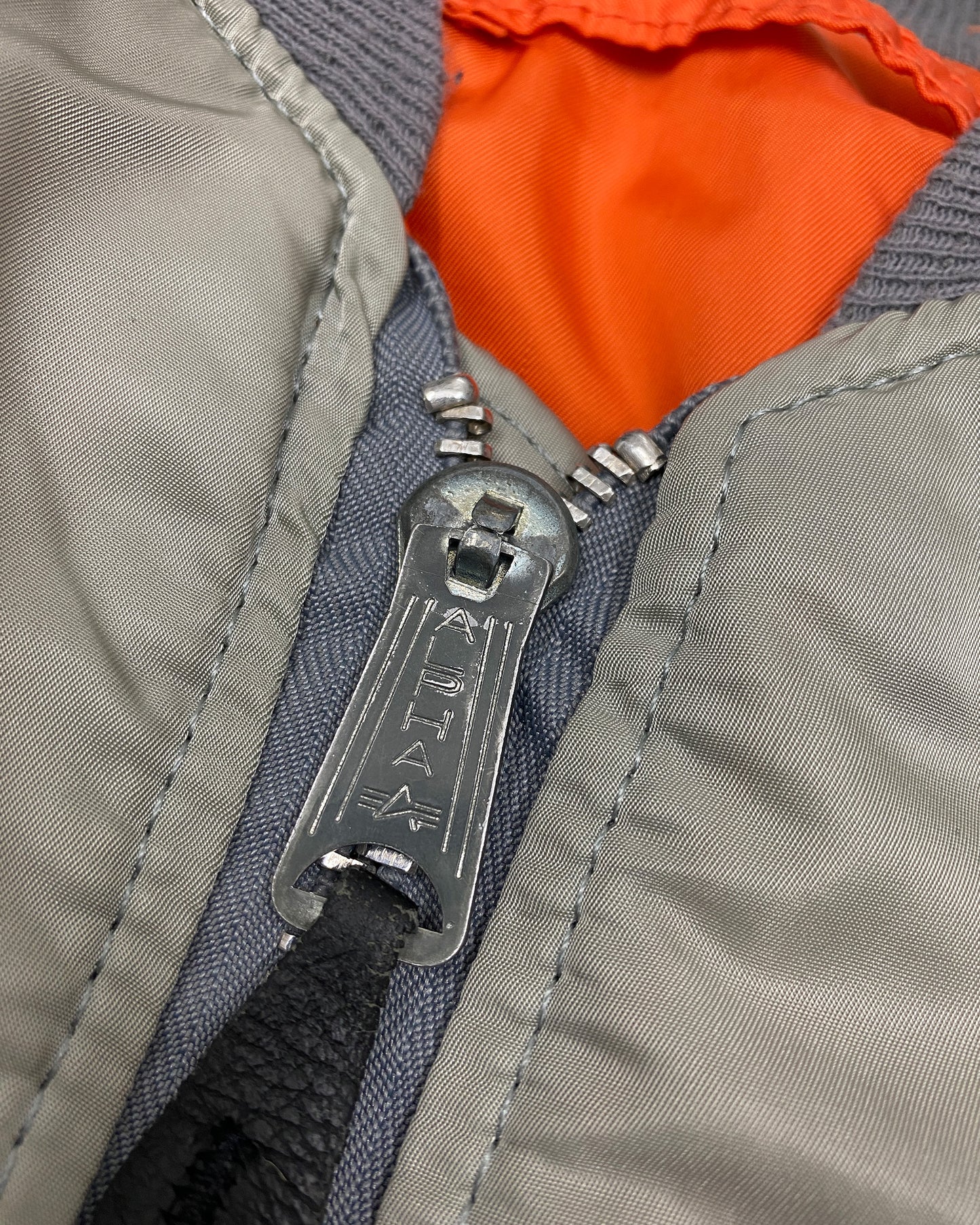 Alpha Industries 1990s Made in USA MA-1 Bomber Jacket Silver Grey