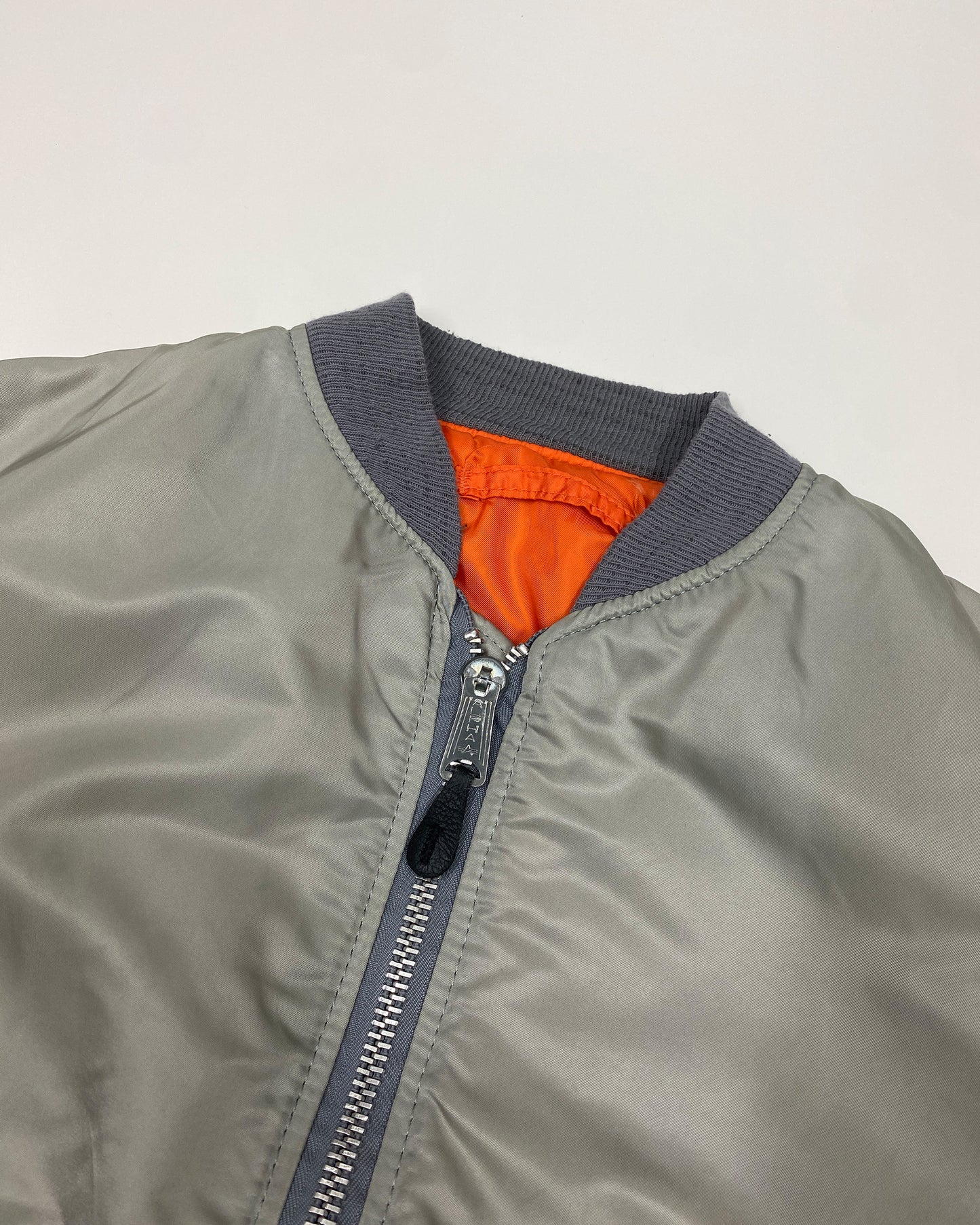Alpha Industries 1990s Made in USA MA-1 Bomber Jacket Silver Grey