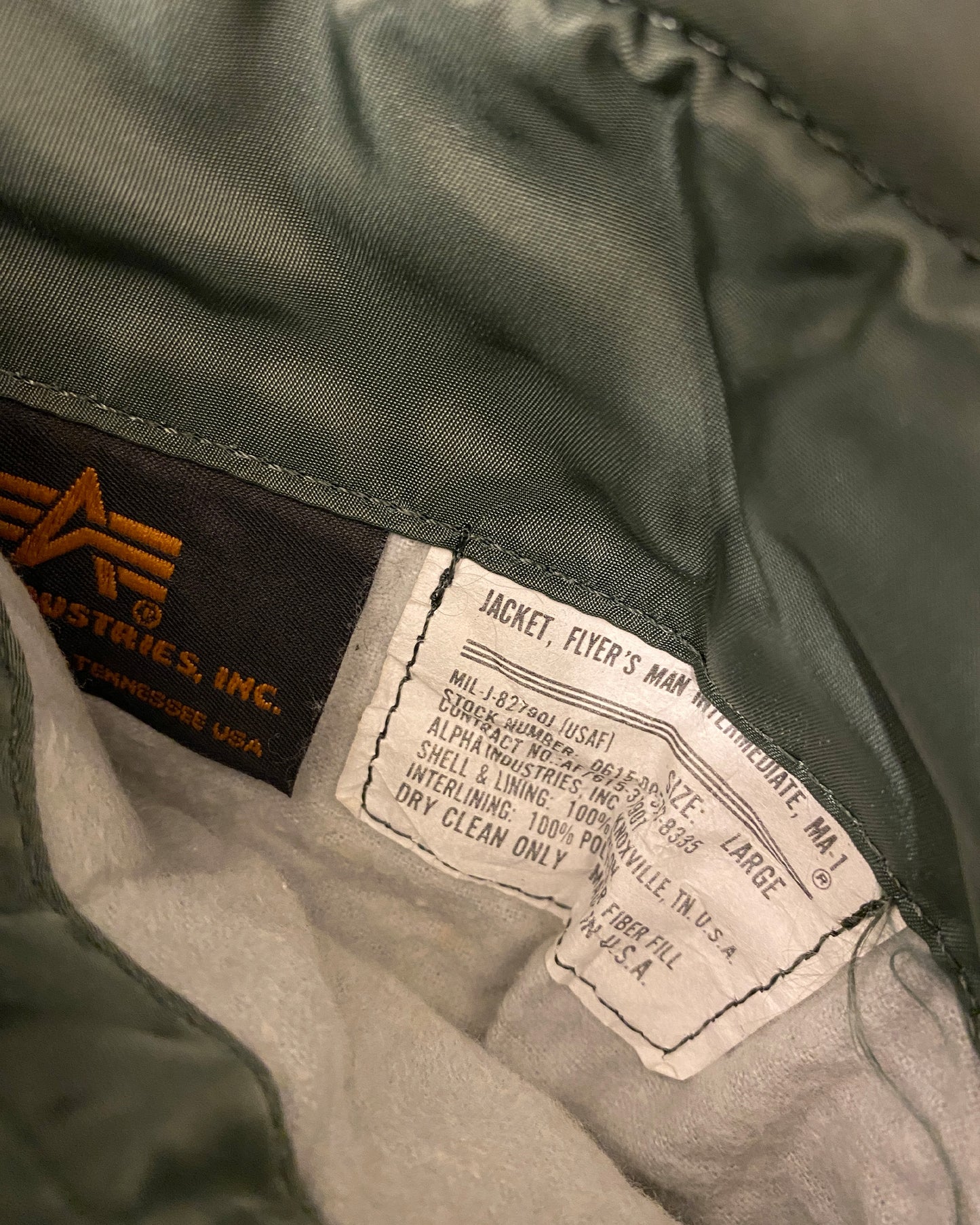 Alpha Industries 1990s Made in USA MA-1 Bomber Jacket Green