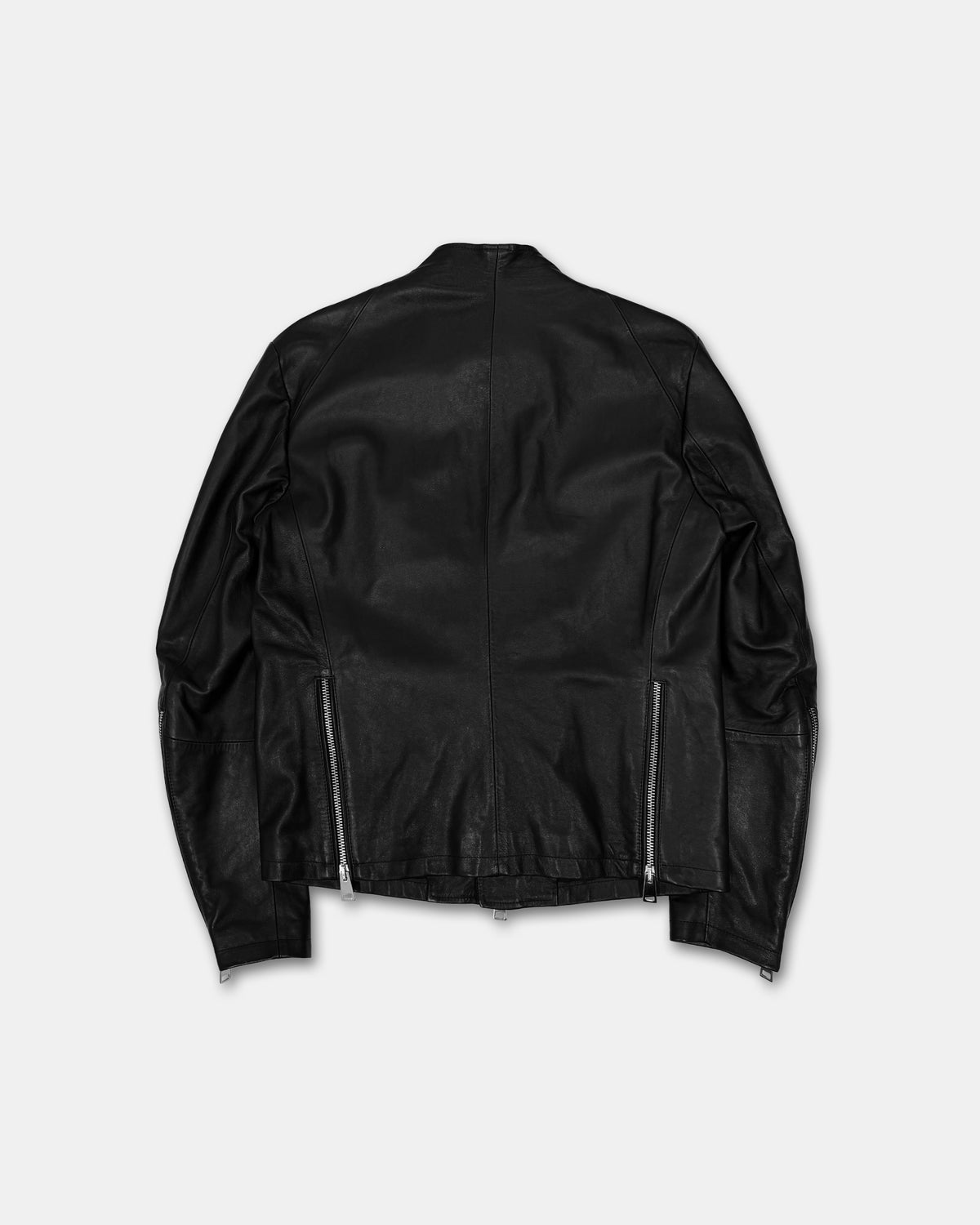 Alter Ego 2020s Zip Lamb Leather Jacket Black
