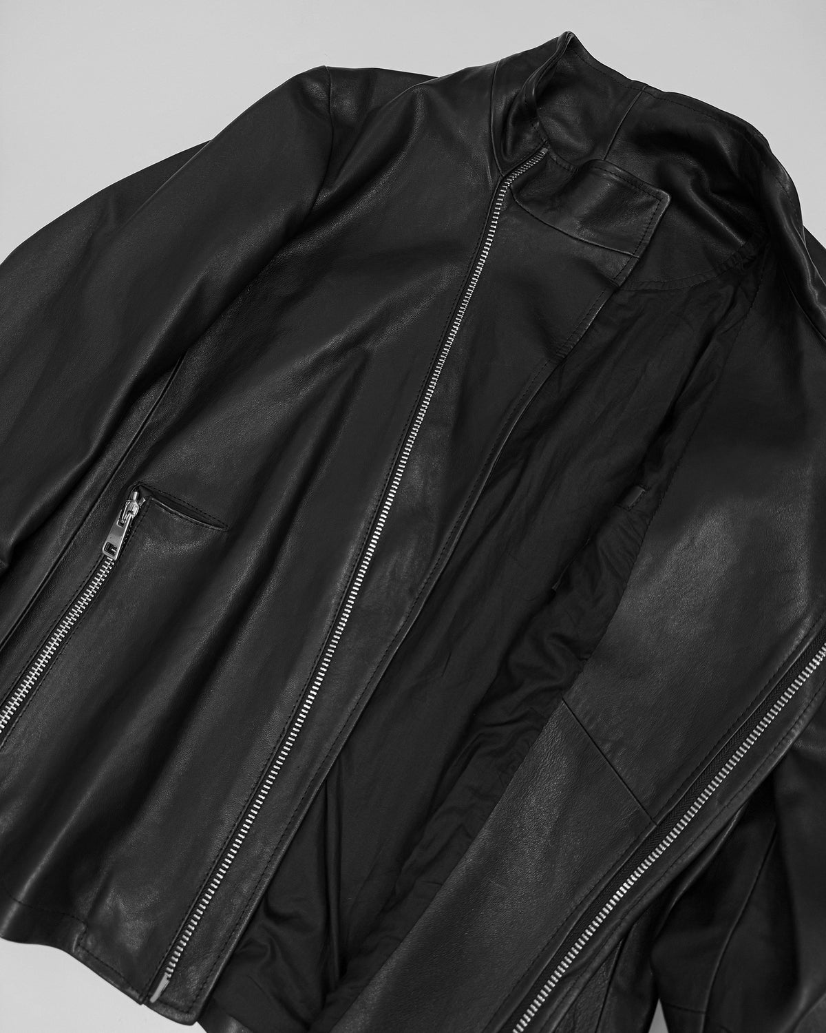 Alter Ego 2020s Zip Lamb Leather Jacket Black