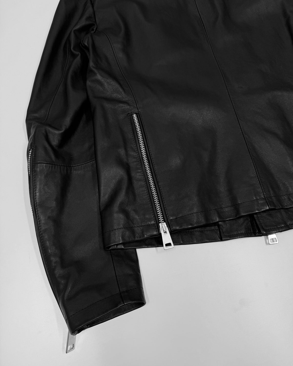Alter Ego 2020s Zip Lamb Leather Jacket Black