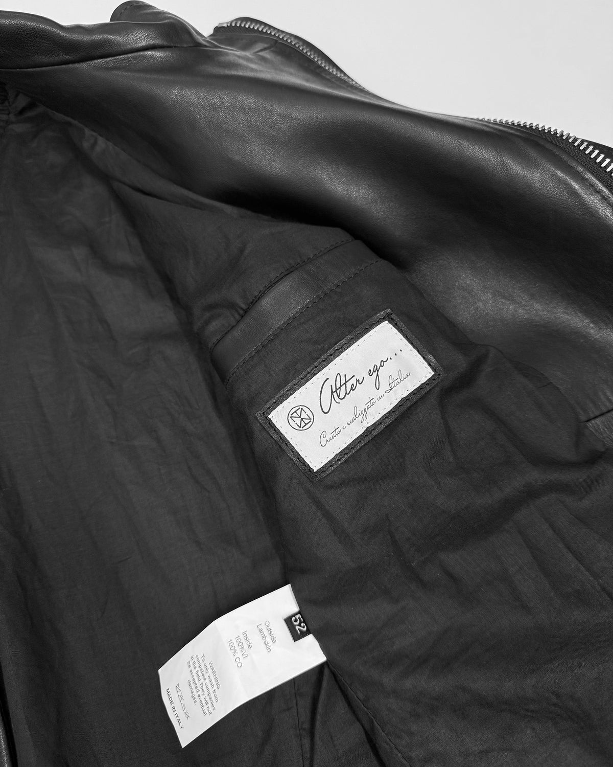 Alter Ego 2020s Zip Lamb Leather Jacket Black