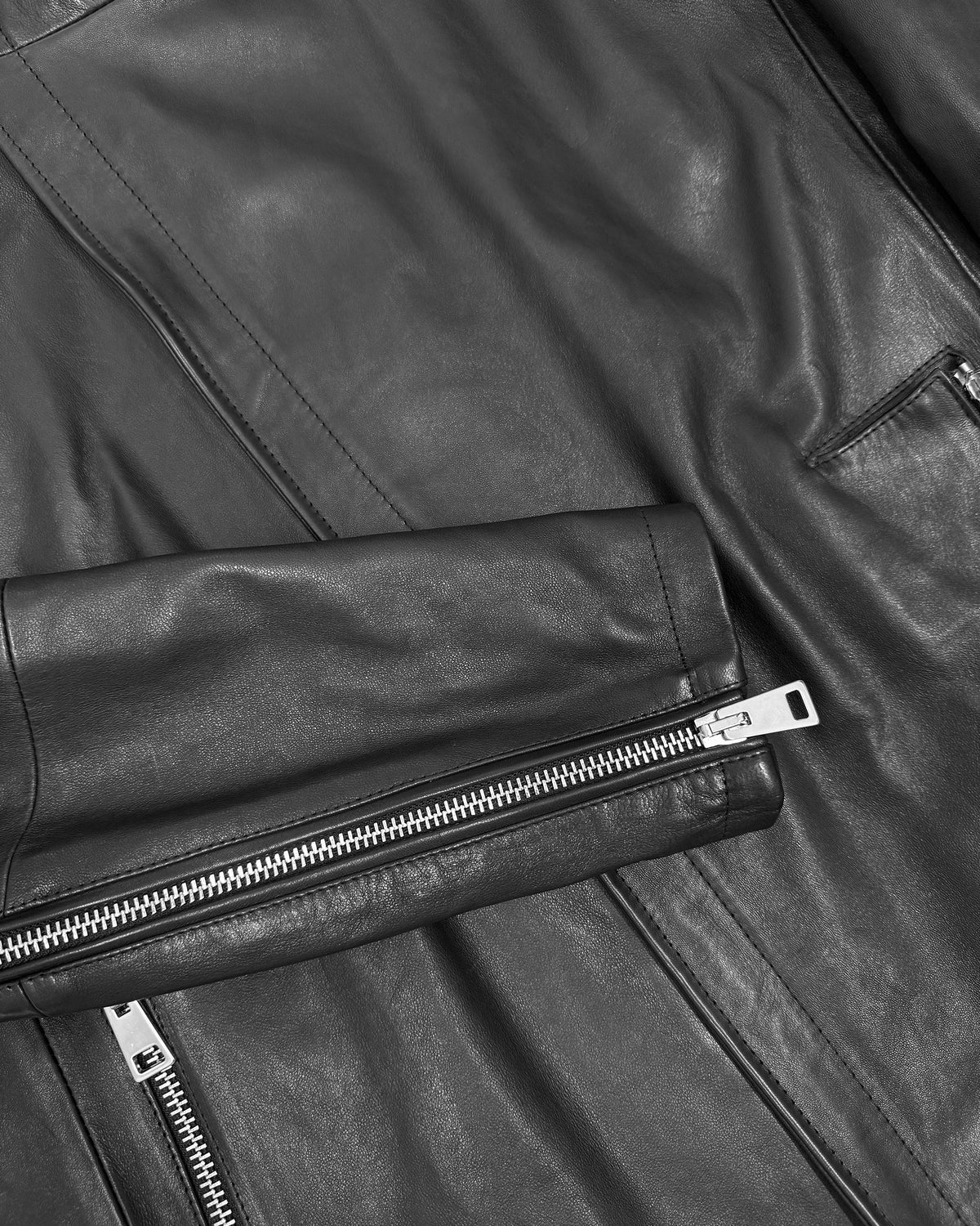 Alter Ego 2020s Zip Lamb Leather Jacket Black