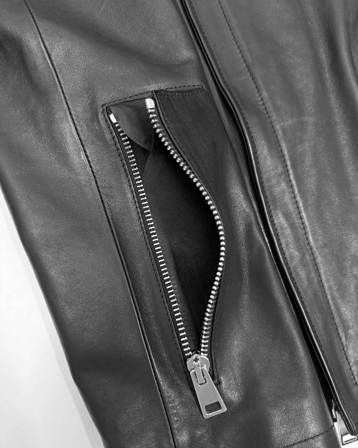 Alter Ego 2020s Zip Lamb Leather Jacket Black
