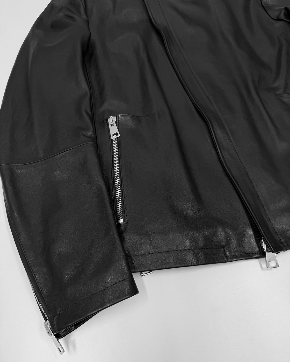 Alter Ego 2020s Zip Lamb Leather Jacket Black