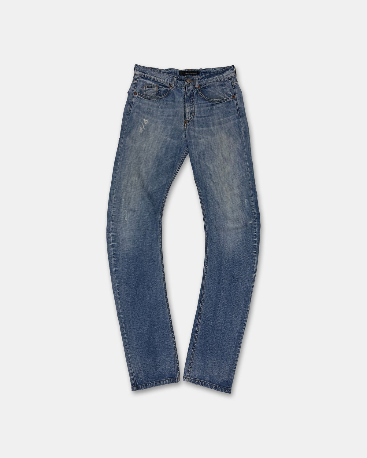 Andrew Mackenzie 2000s Round Cut Ass Print Slim Denim Light Blue