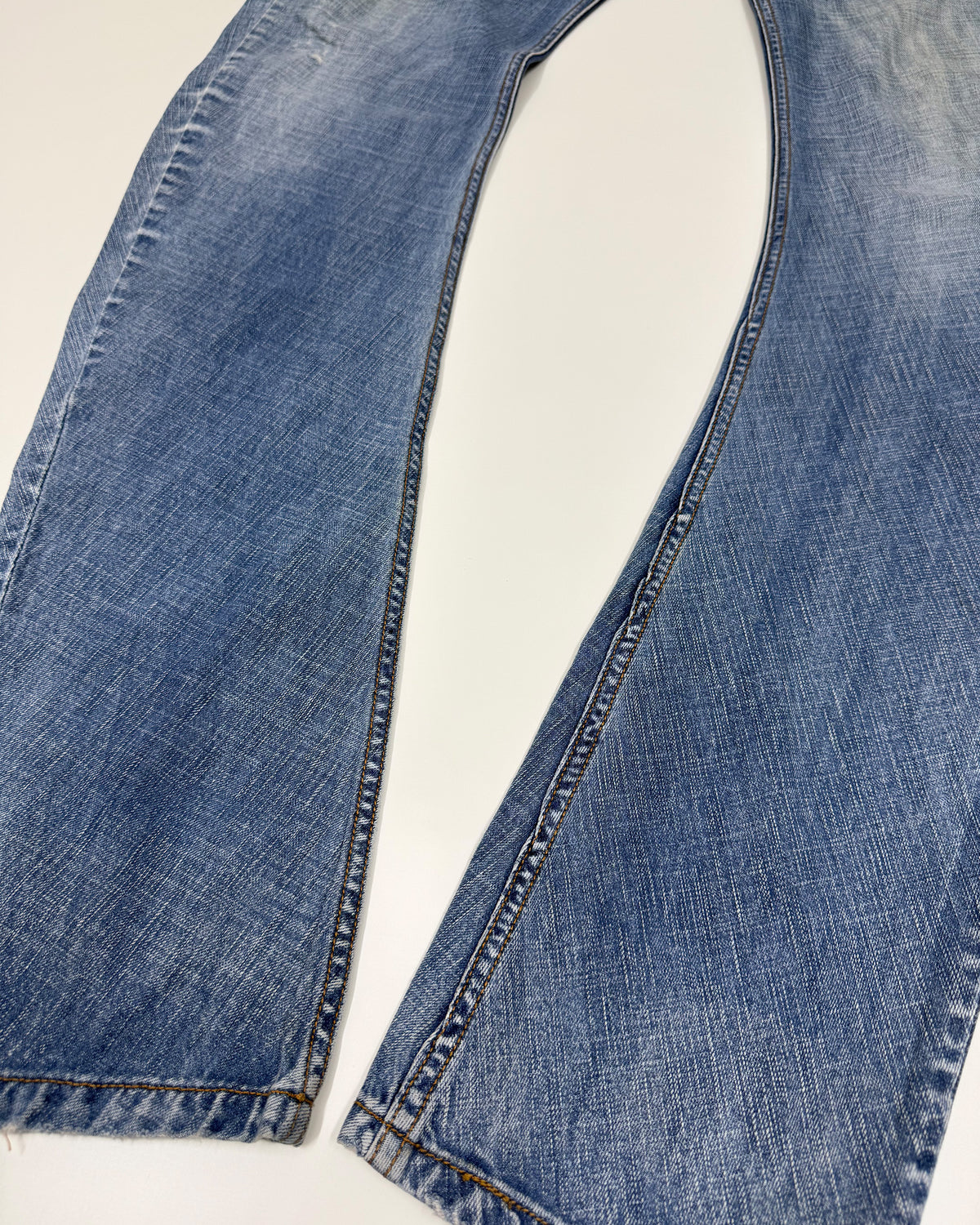 Andrew Mackenzie 2000s Round Cut Ass Print Slim Denim Light Blue