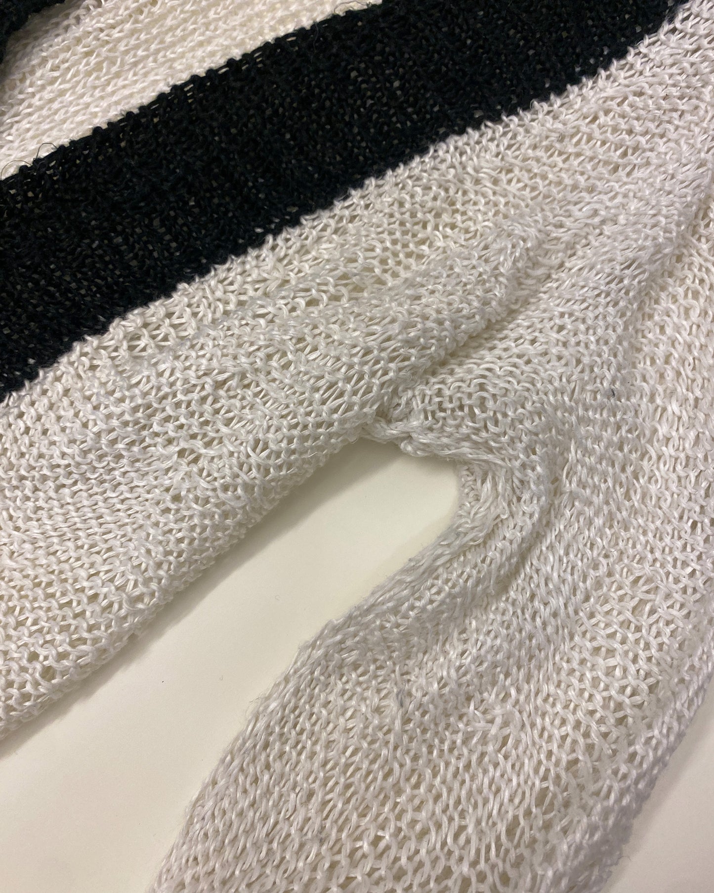 Ann Demeulemeester 2020s Loose Threads Linen Knit Kimono Cardigan White Black