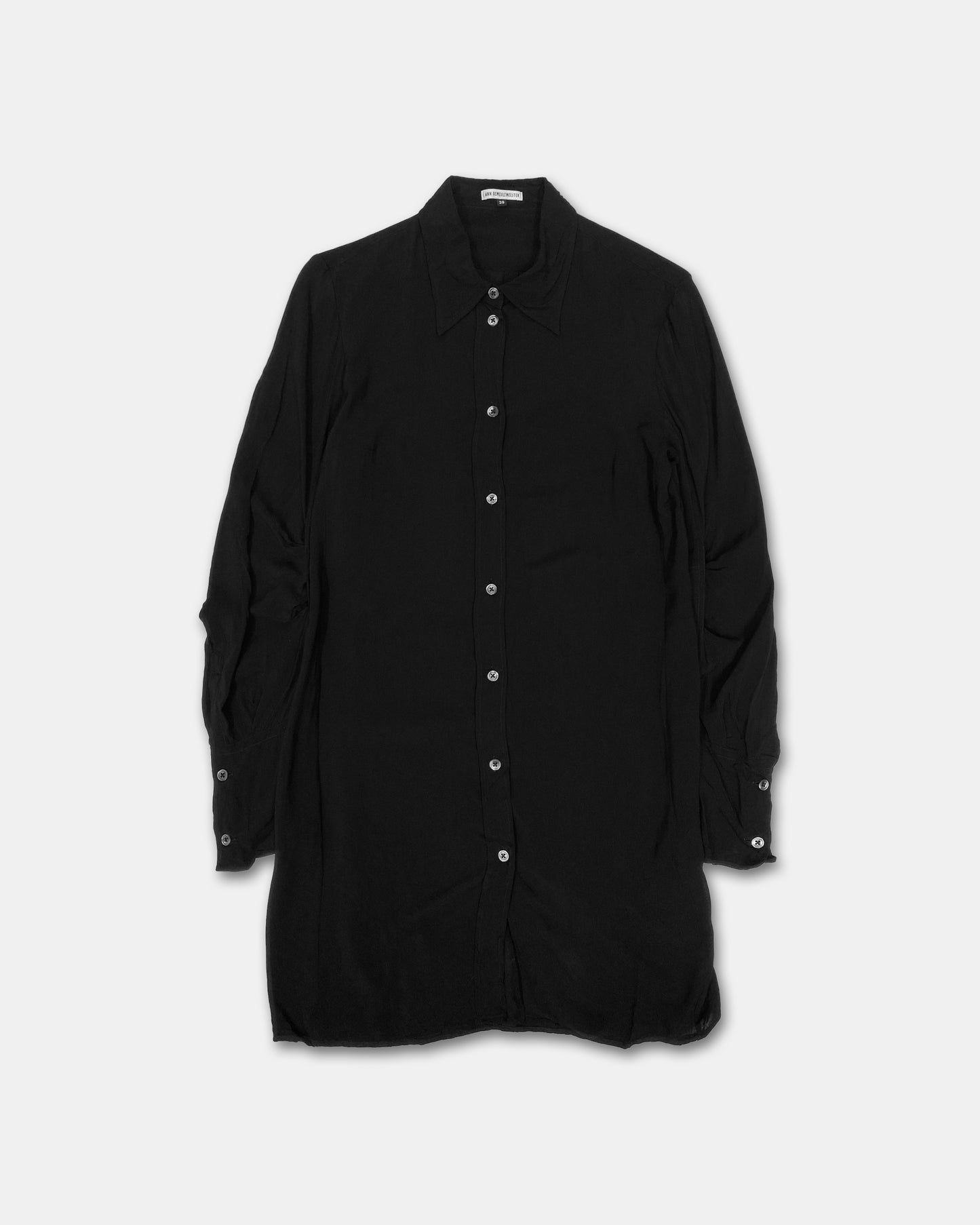 Ann Demeulemeester 2010s Rayon Shirt Short Dress Black