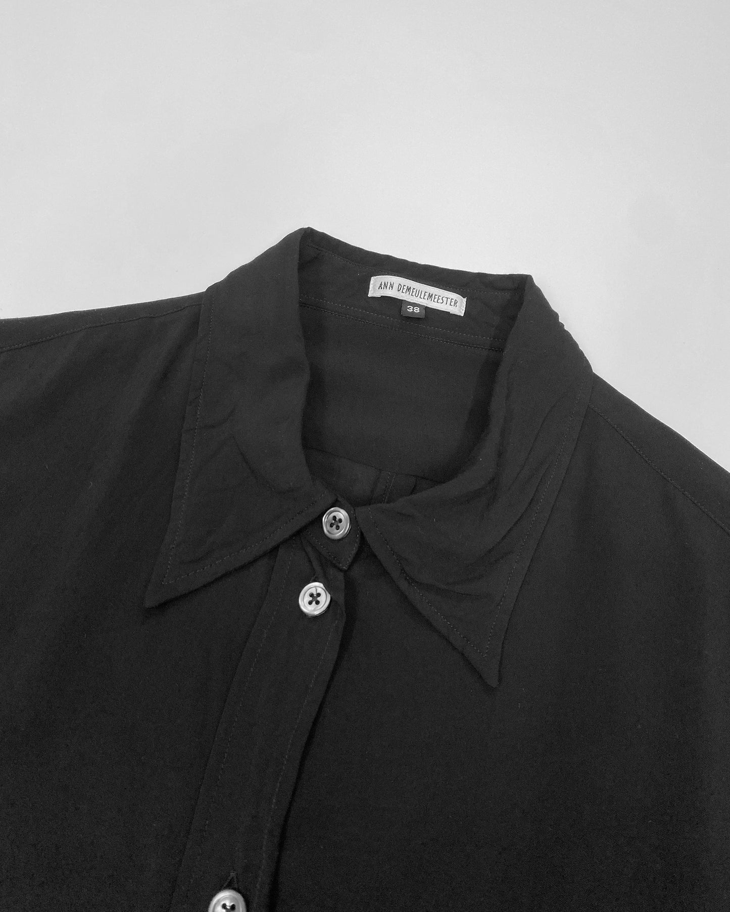 Ann Demeulemeester 2010s Rayon Shirt Short Dress Black