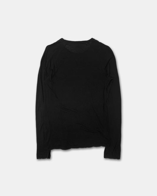 Ann Demeulemeester 1990s Creature Angel Print Longlseeve Top Black