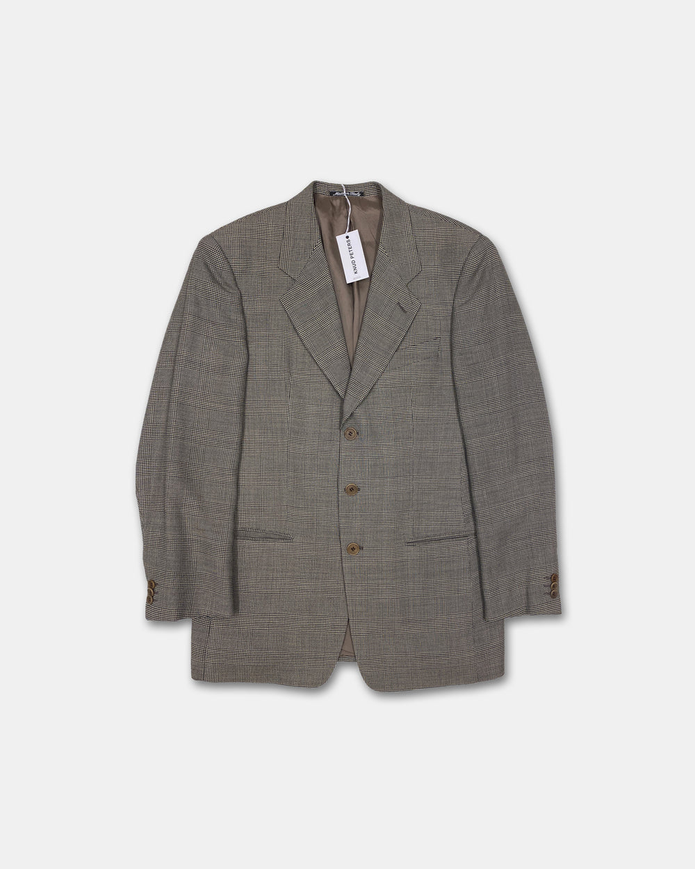 Giorgio Armani Le Collezioni 1990s Glen Checkered Blazer Jacket Grey Beige