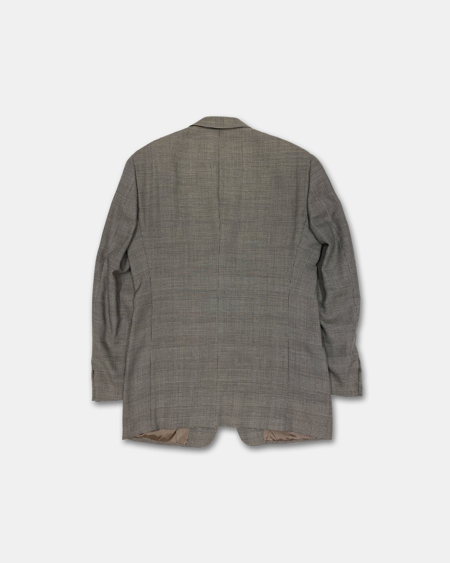 Giorgio Armani Le Collezioni 1990s Glen Checkered Blazer Jacket Grey Beige