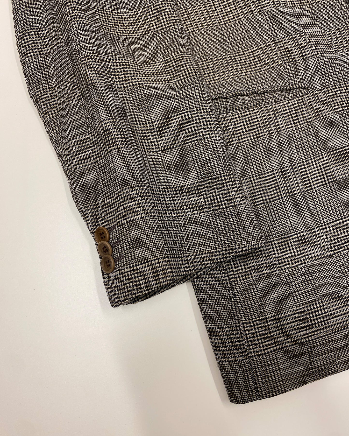 Giorgio Armani Le Collezioni 1990s Glen Checkered Blazer Jacket Grey Beige