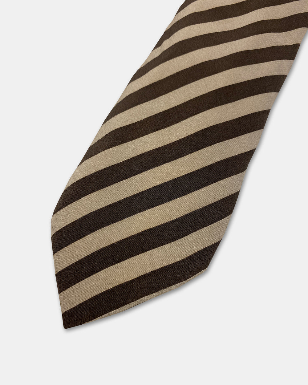 Giorgio Armani 1980s Diagonal Striped Tie Beige Brown