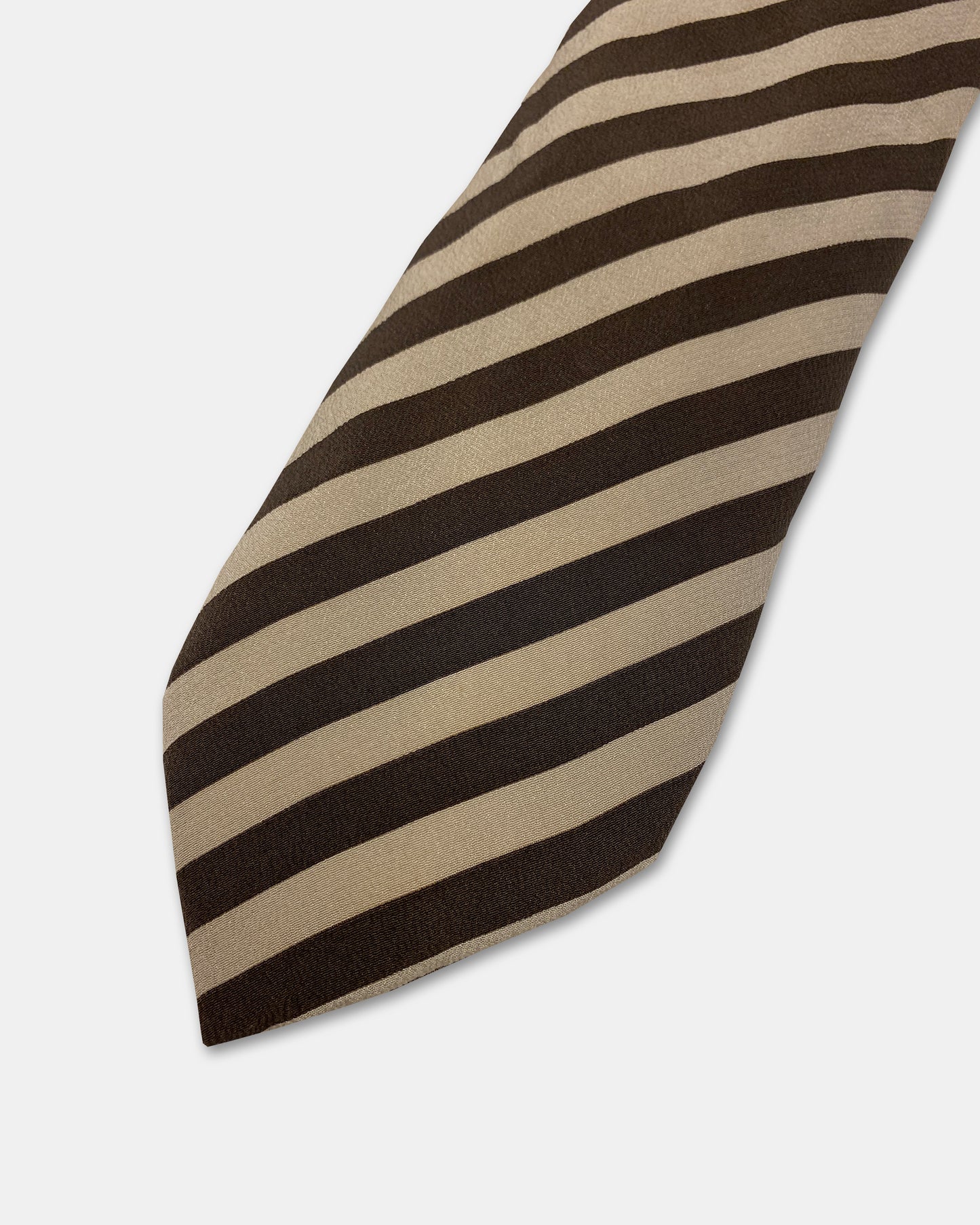Giorgio Armani 1980s Diagonal Striped Tie Beige Brown