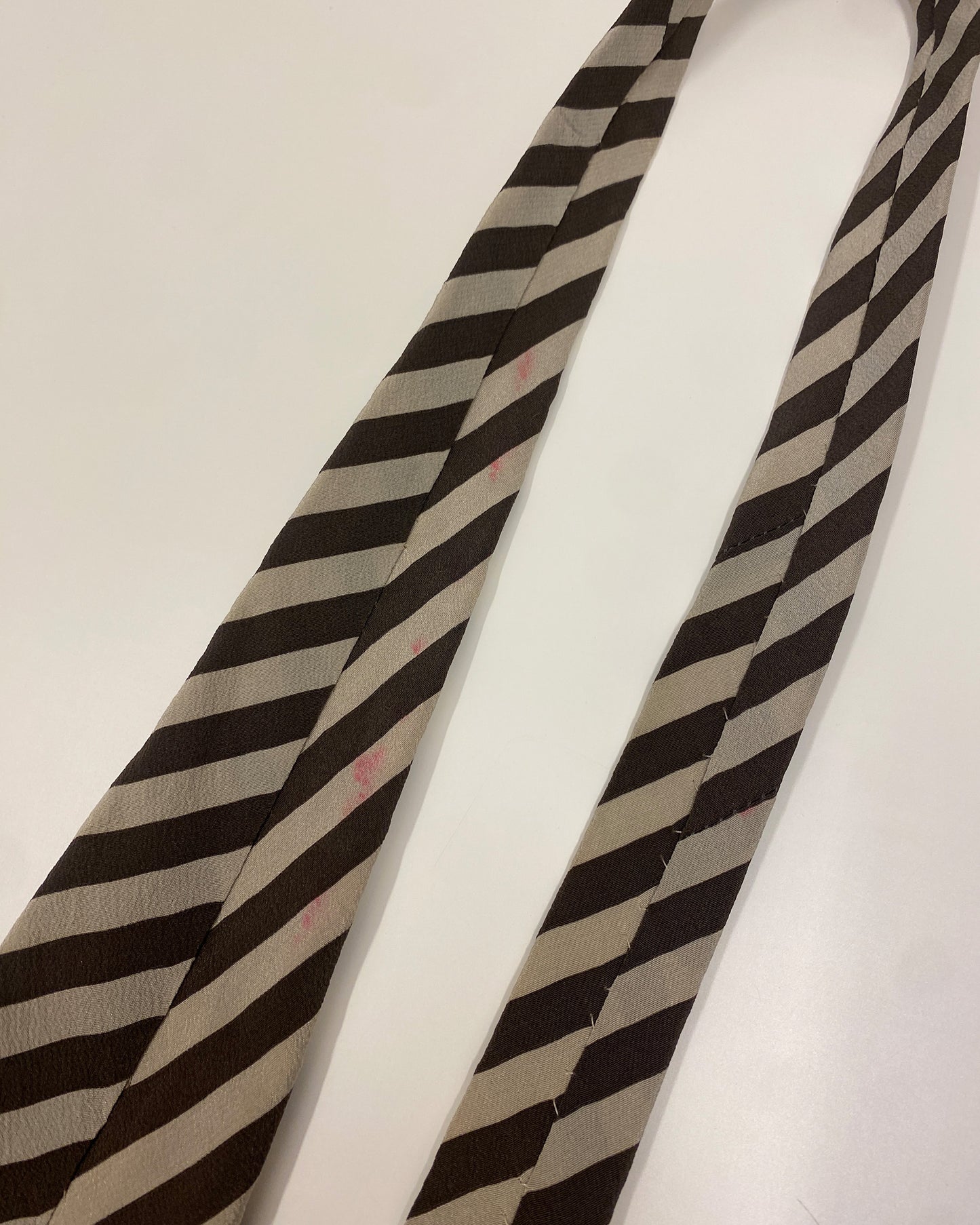 Giorgio Armani 1980s Diagonal Striped Tie Beige Brown