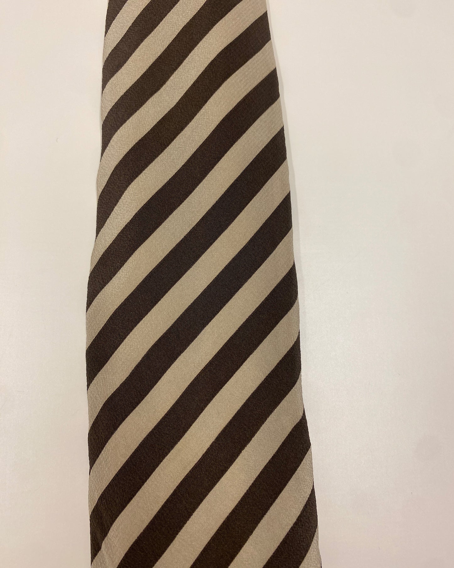 Giorgio Armani 1980s Diagonal Striped Tie Beige Brown
