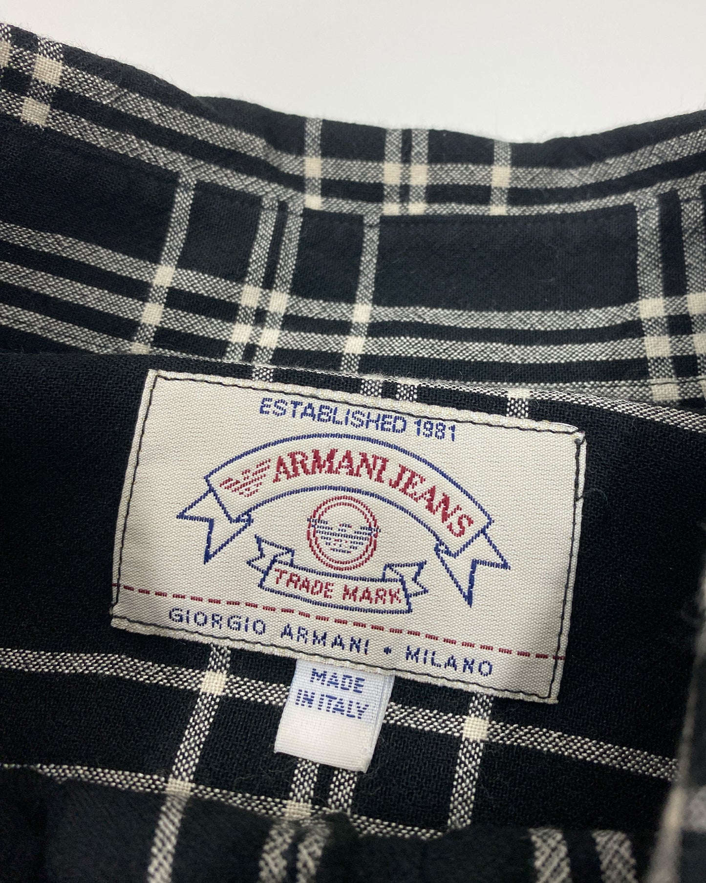 Armani Jeans 1990s Tartan Checkered Shirt Black