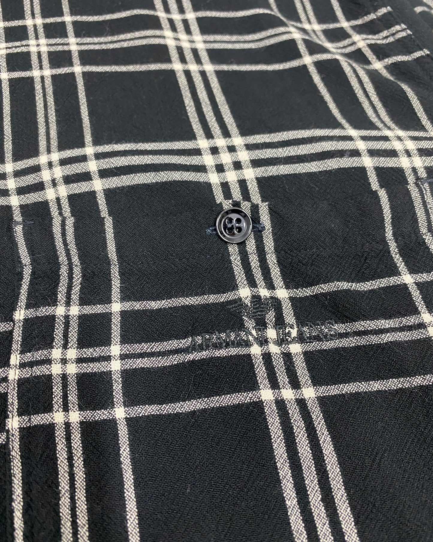 Armani Jeans 1990s Tartan Checkered Shirt Black