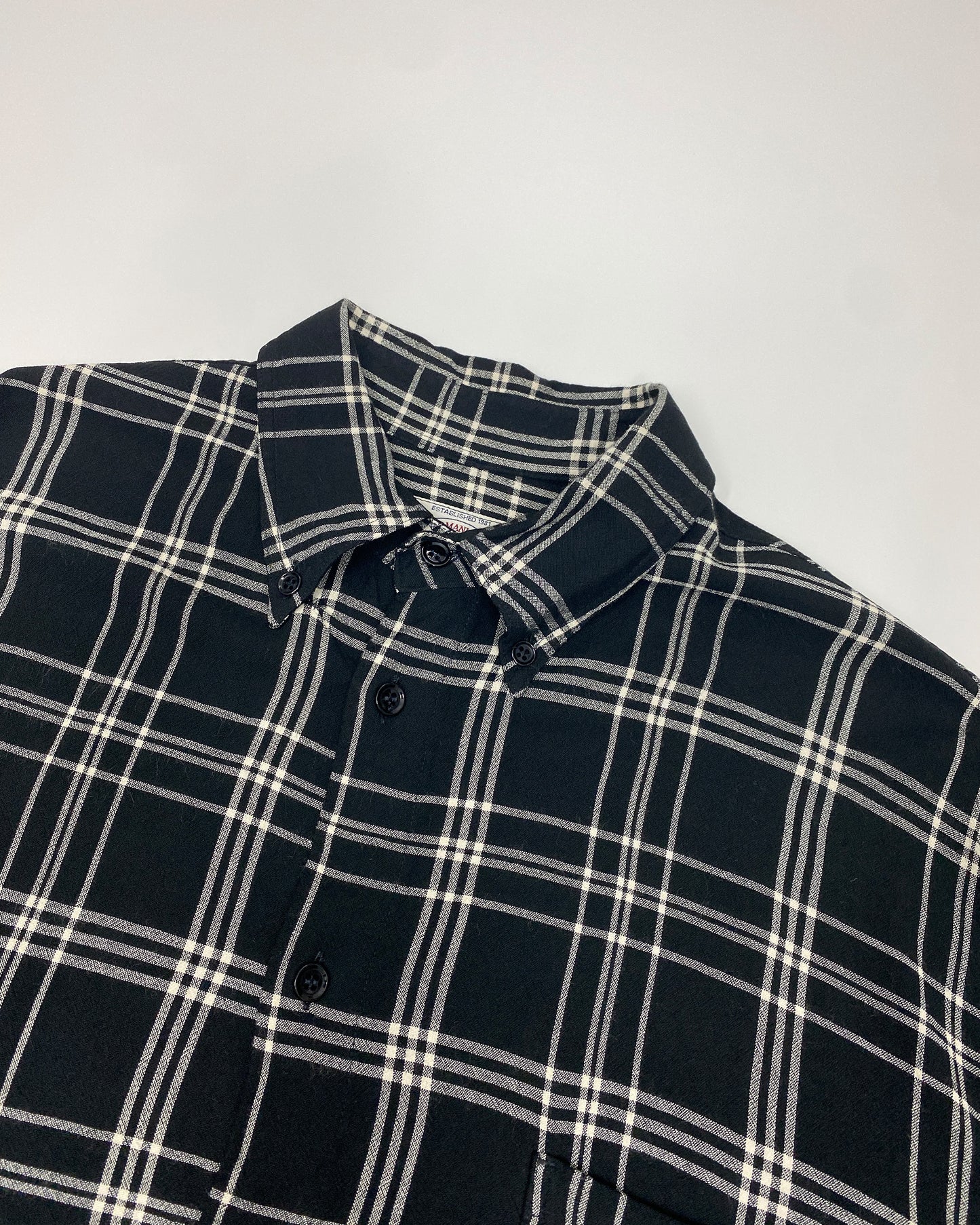 Armani Jeans 1990s Tartan Checkered Shirt Black