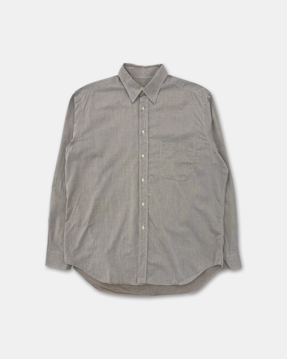 Giorgio Armani Le Collezioni 2000s Hidden Button Down Shirt Grey Beige