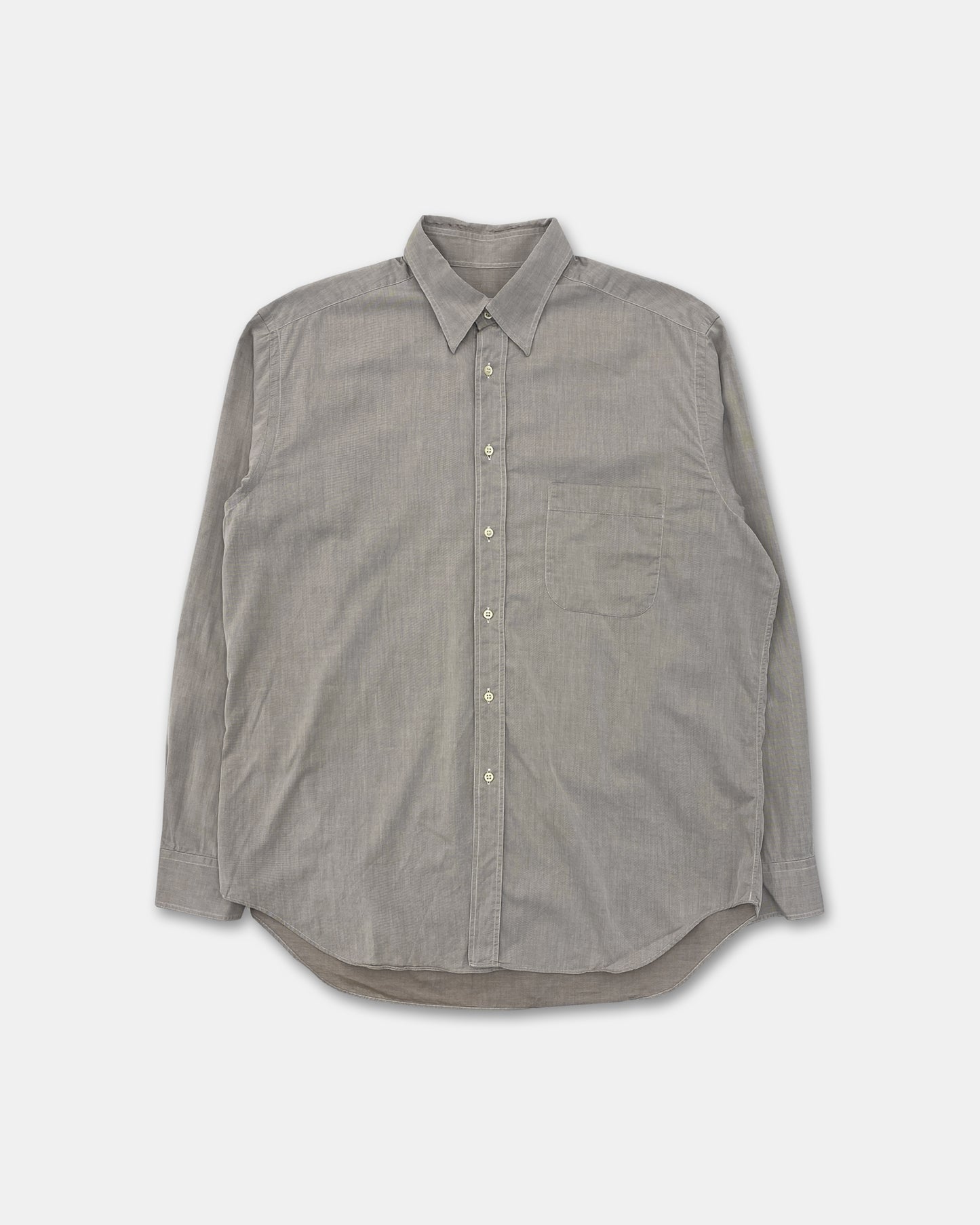 Giorgio Armani Le Collezioni 2000s Hidden Button Down Shirt Grey Beige