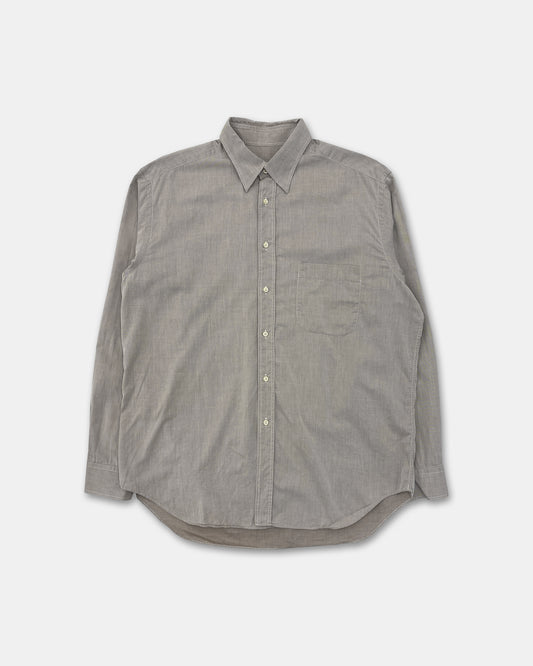 Giorgio Armani Le Collezioni 2000s Hidden Button Down Shirt Grey Beige