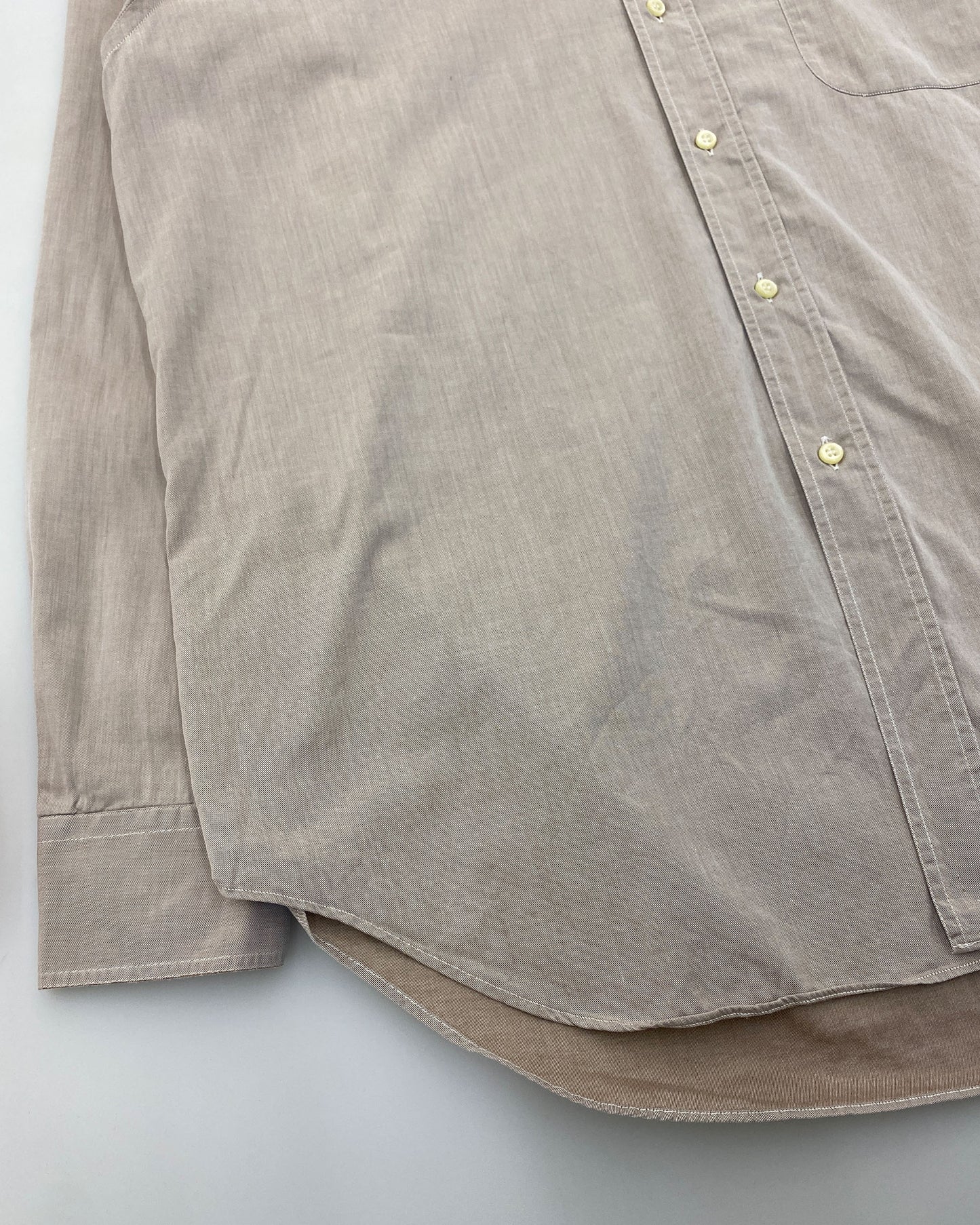 Giorgio Armani Le Collezioni 2000s Hidden Button Down Shirt Grey Beige