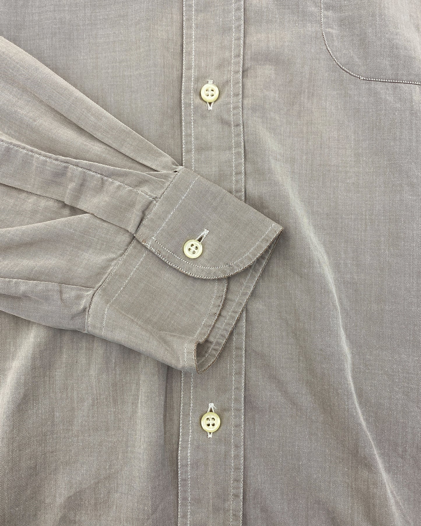 Giorgio Armani Le Collezioni 2000s Hidden Button Down Shirt Grey Beige