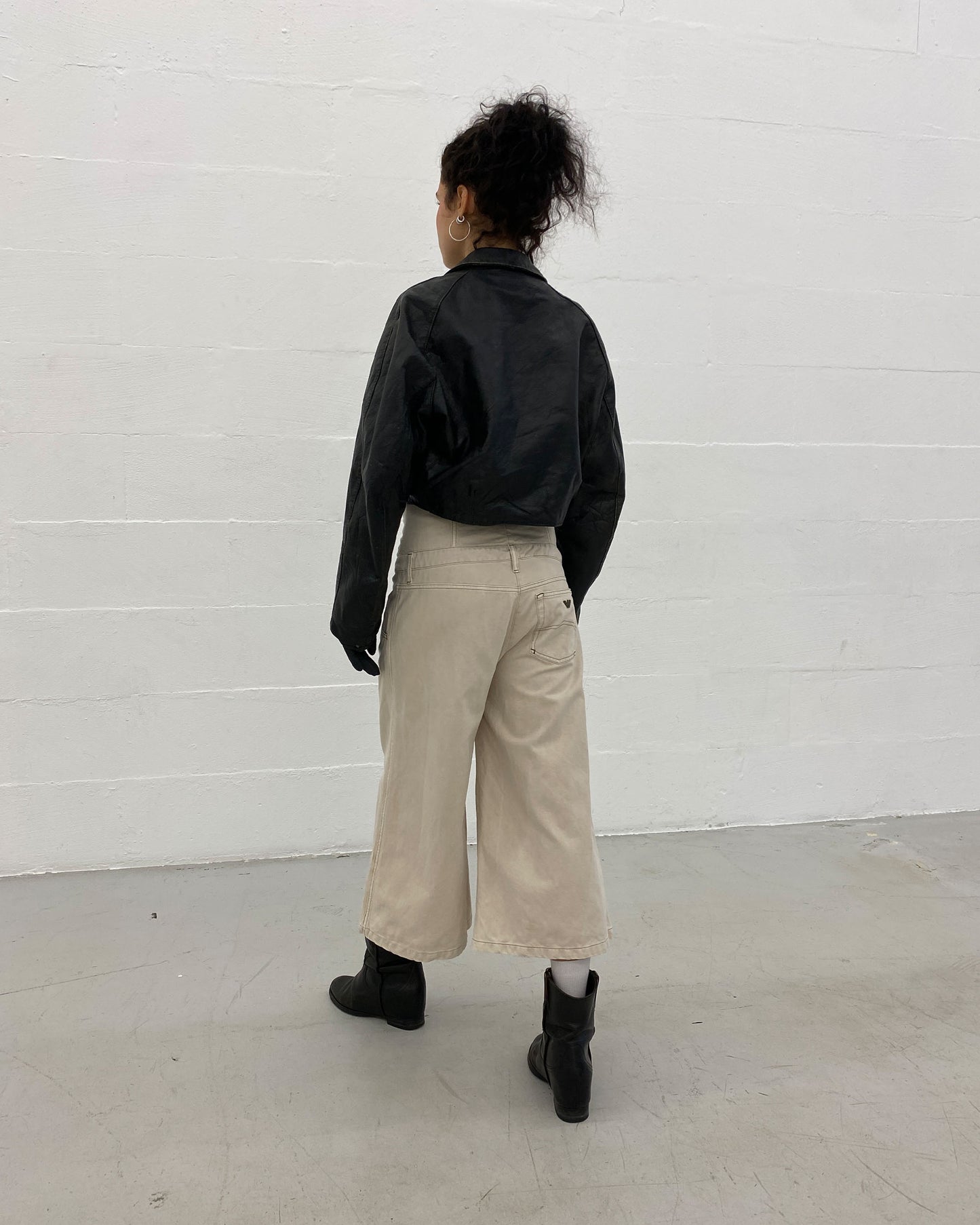 Vintage 1980s Cropped Leatherjacket Black