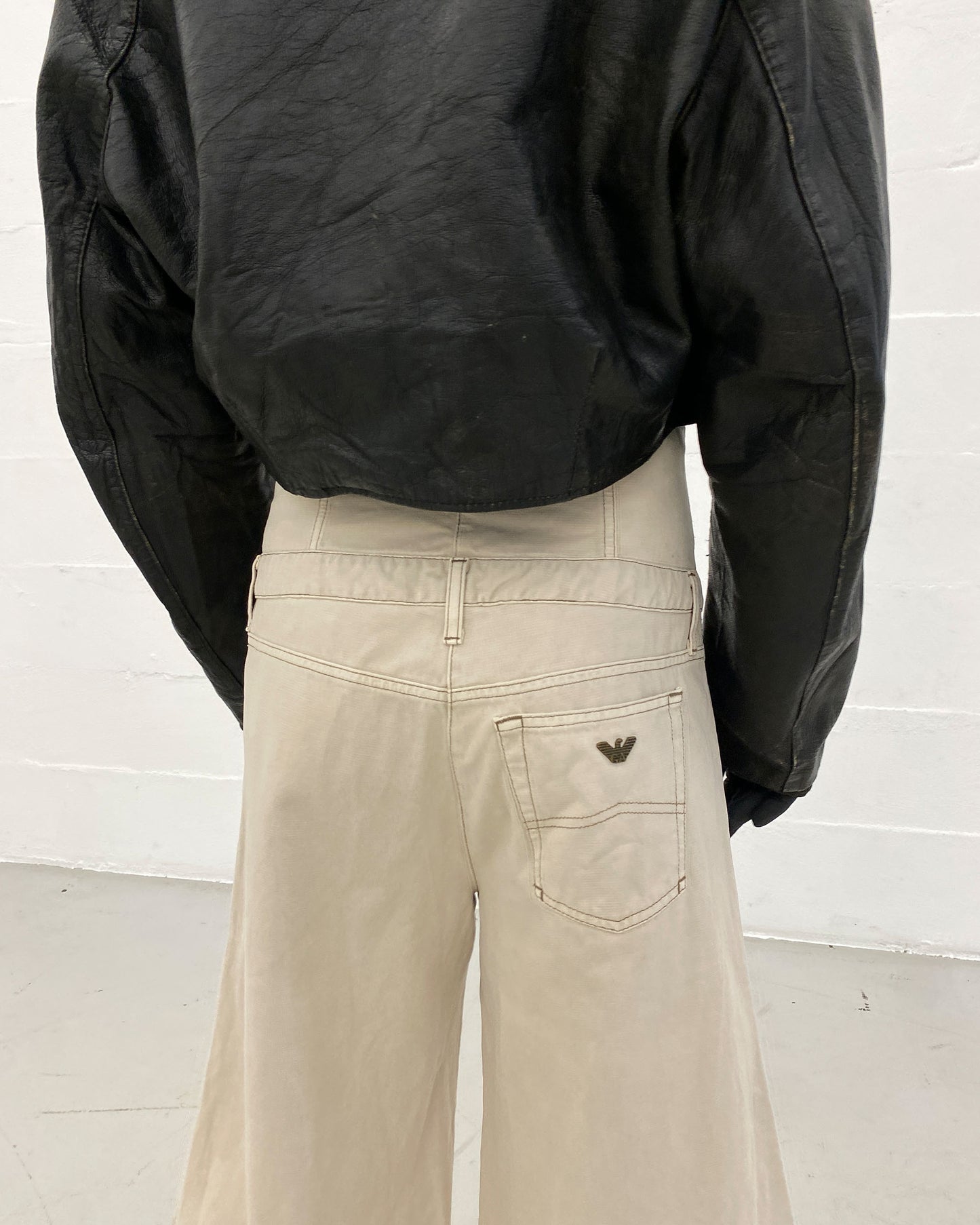 Vintage 1980s Cropped Leatherjacket Black