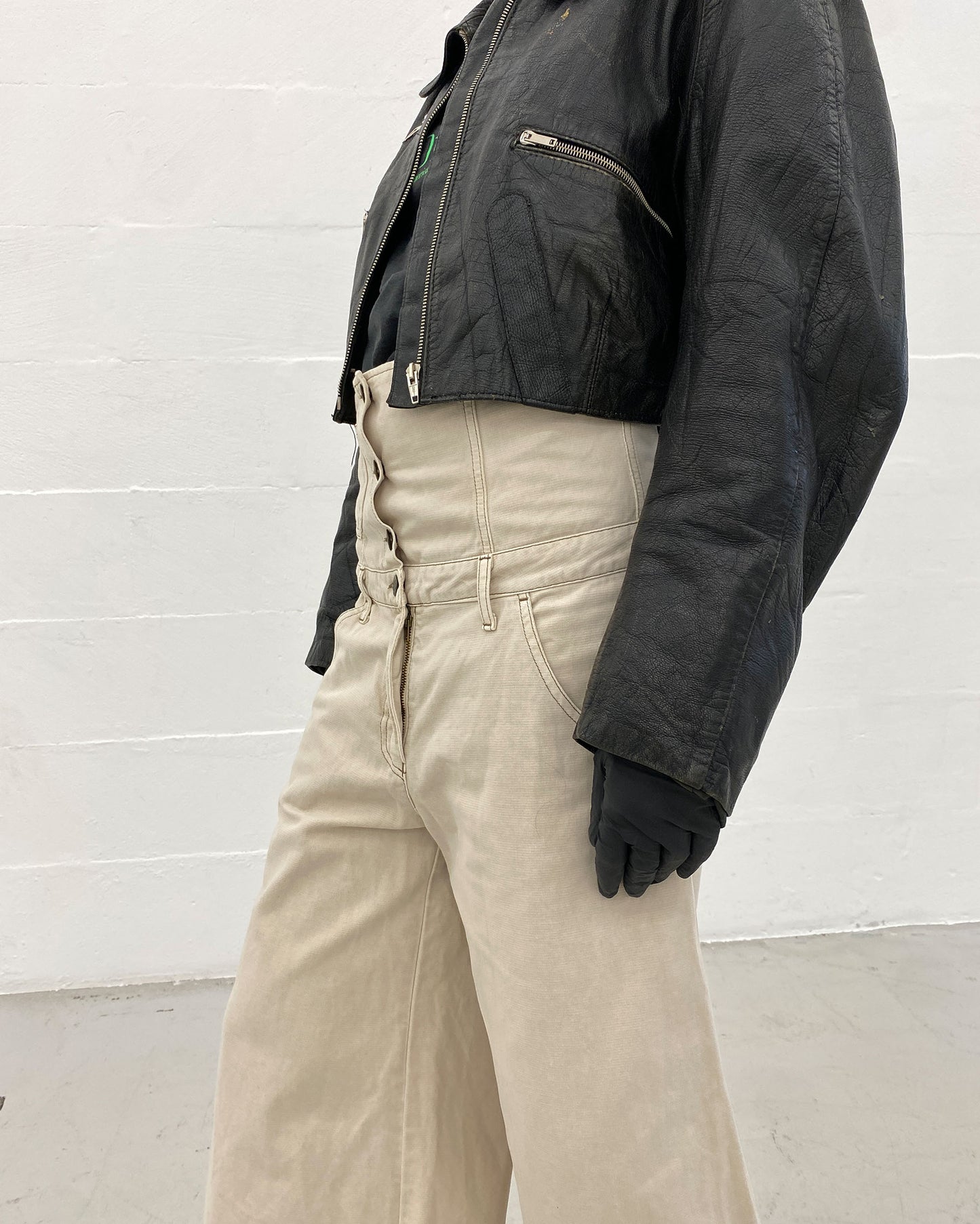 Vintage 1980s Cropped Leatherjacket Black